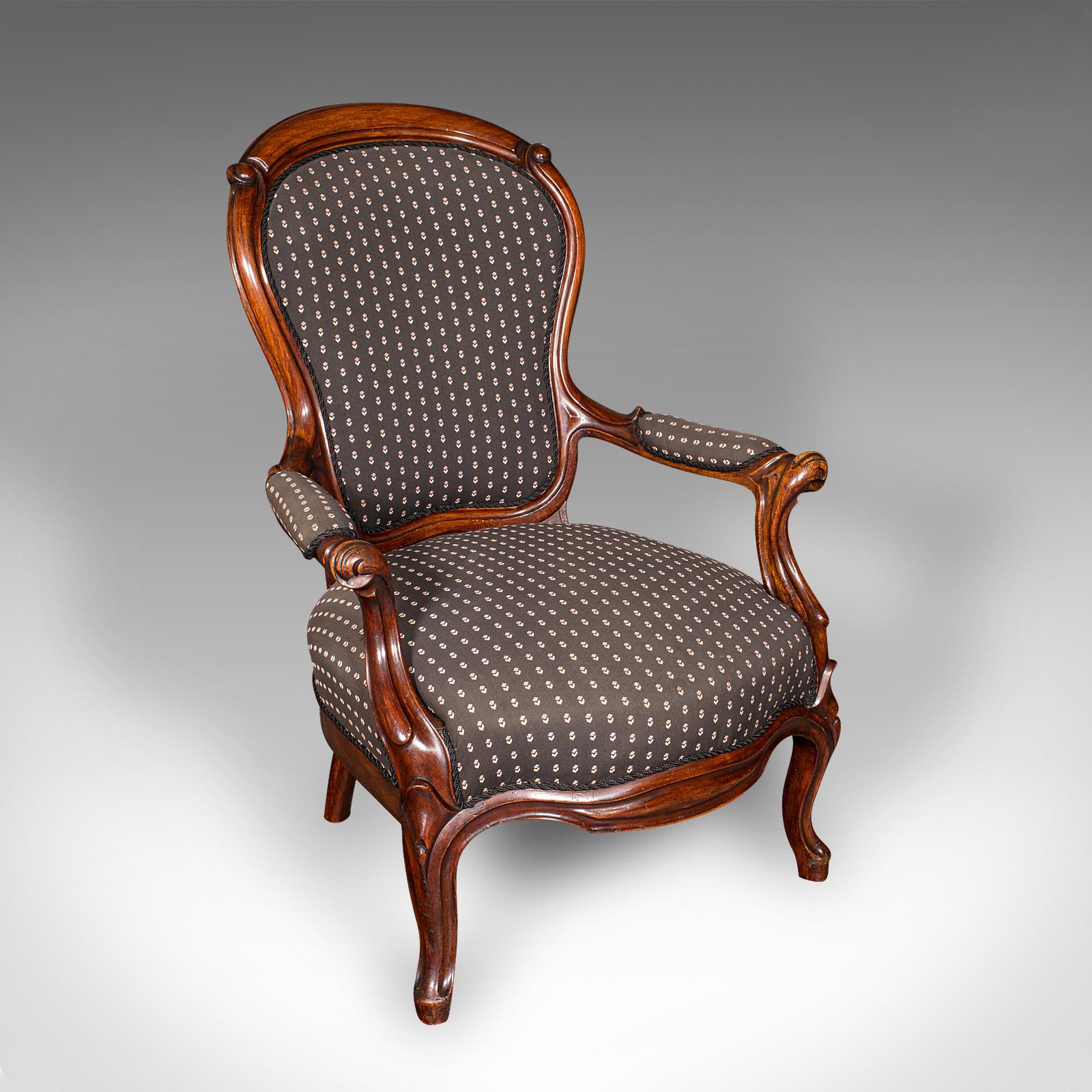 Late Victorian Pair Of Antique Elbow Chairs, French, Morning Room Armchair, Victorian, C.1900 For Sale