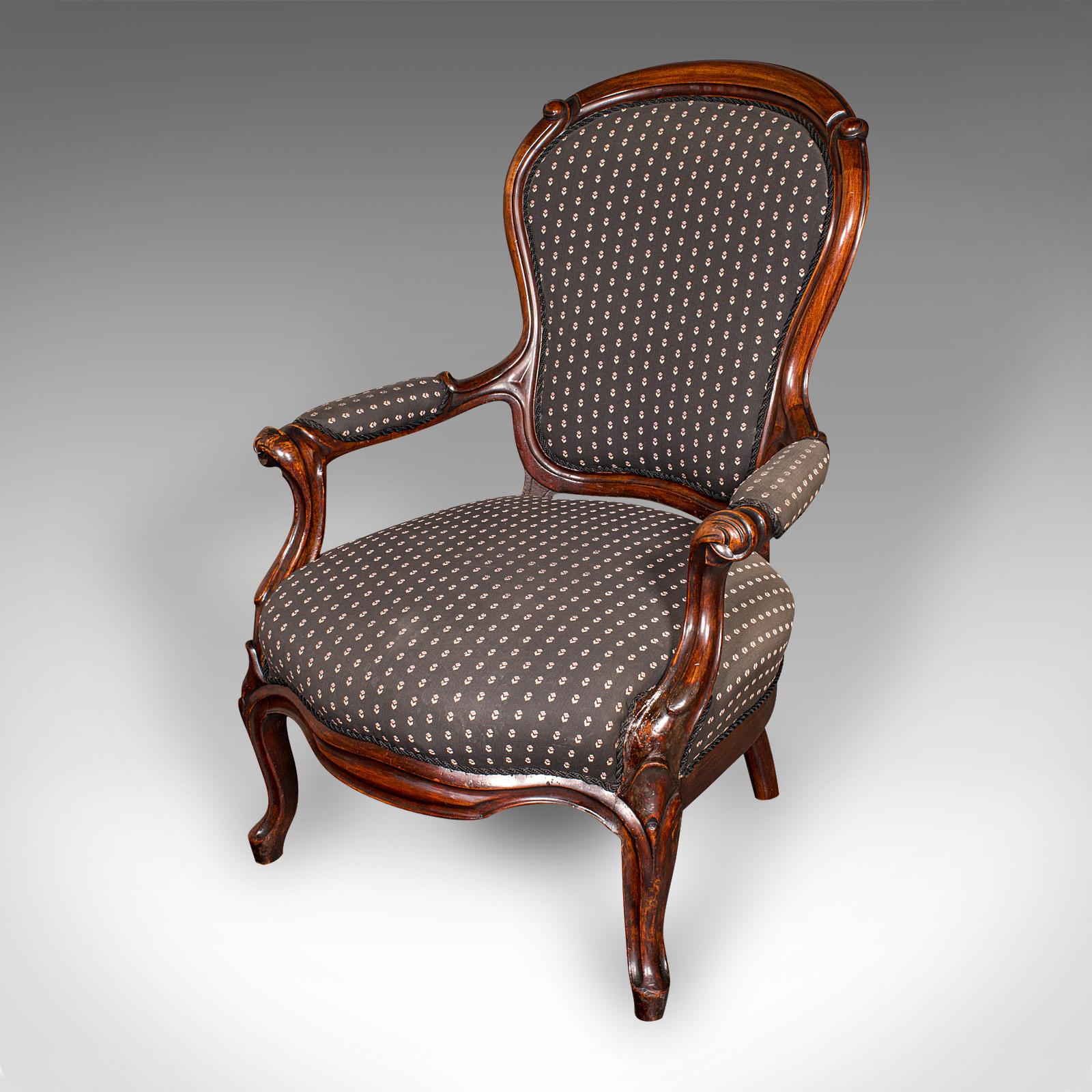 19th Century Pair Of Antique Elbow Chairs, French, Morning Room Armchair, Victorian, C.1900 For Sale