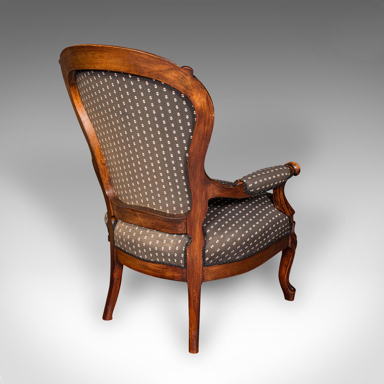 Upholstery Pair Of Antique Elbow Chairs, French, Morning Room Armchair, Victorian, C.1900 For Sale