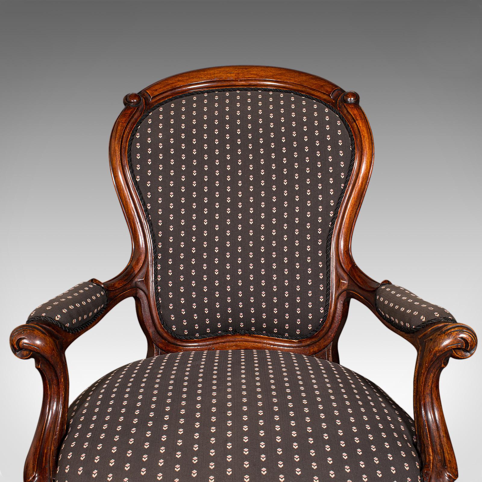 Pair Of Antique Elbow Chairs, French, Morning Room Armchair, Victorian, C.1900 For Sale 2