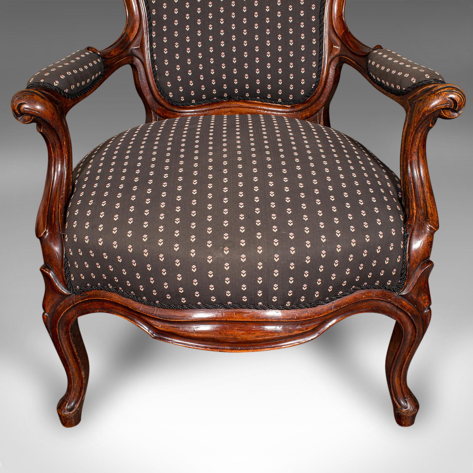 Pair Of Antique Elbow Chairs, French, Morning Room Armchair, Victorian, C.1900 For Sale 3