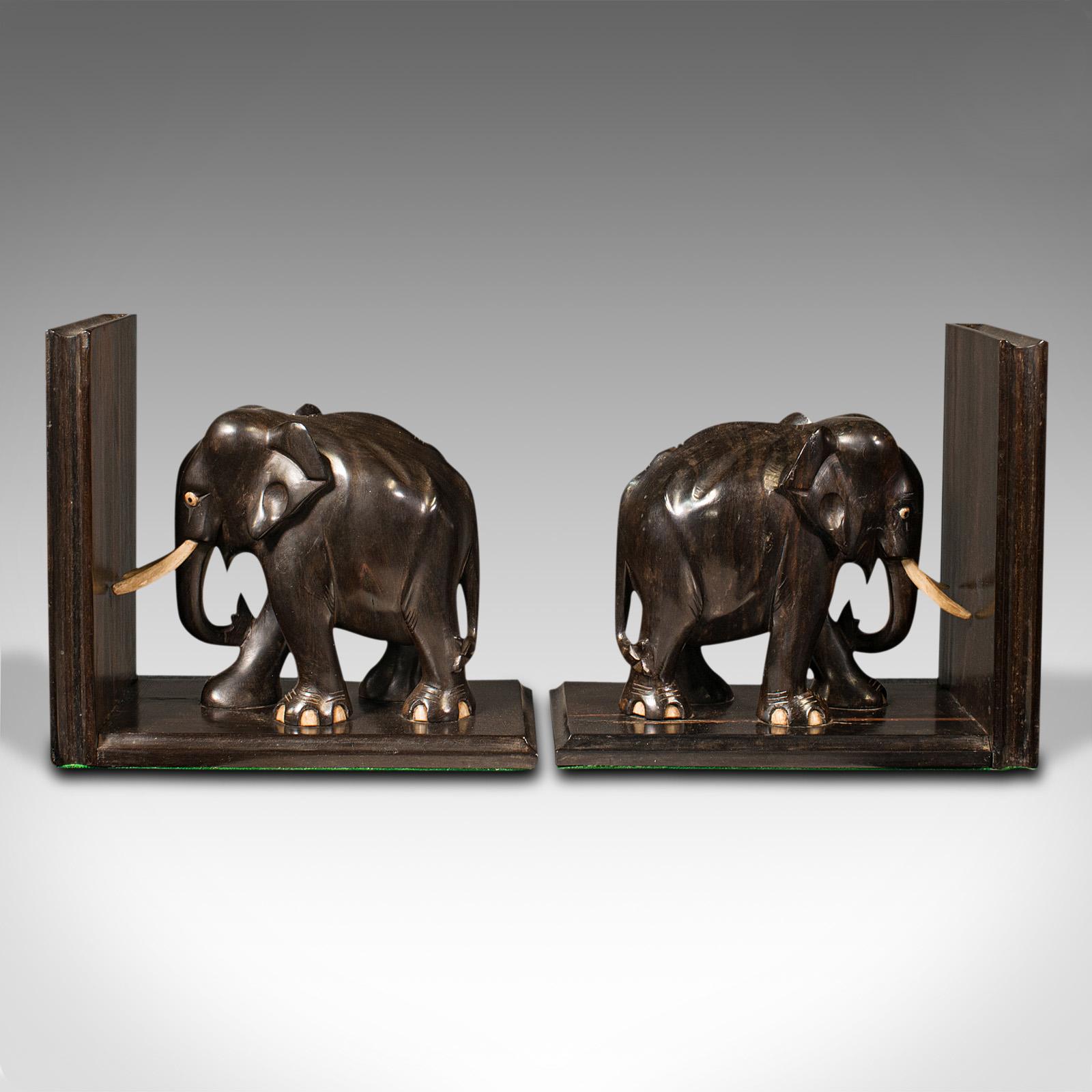 vintage wooden elephant bookends