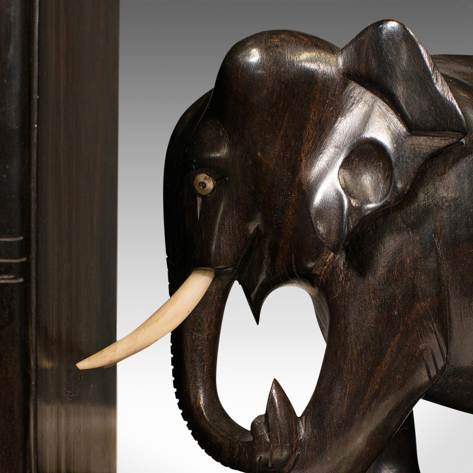 Pair of Antique Elephant Bookends, Anglo Indian, Ebony, Decorative, Book Rest For Sale 1