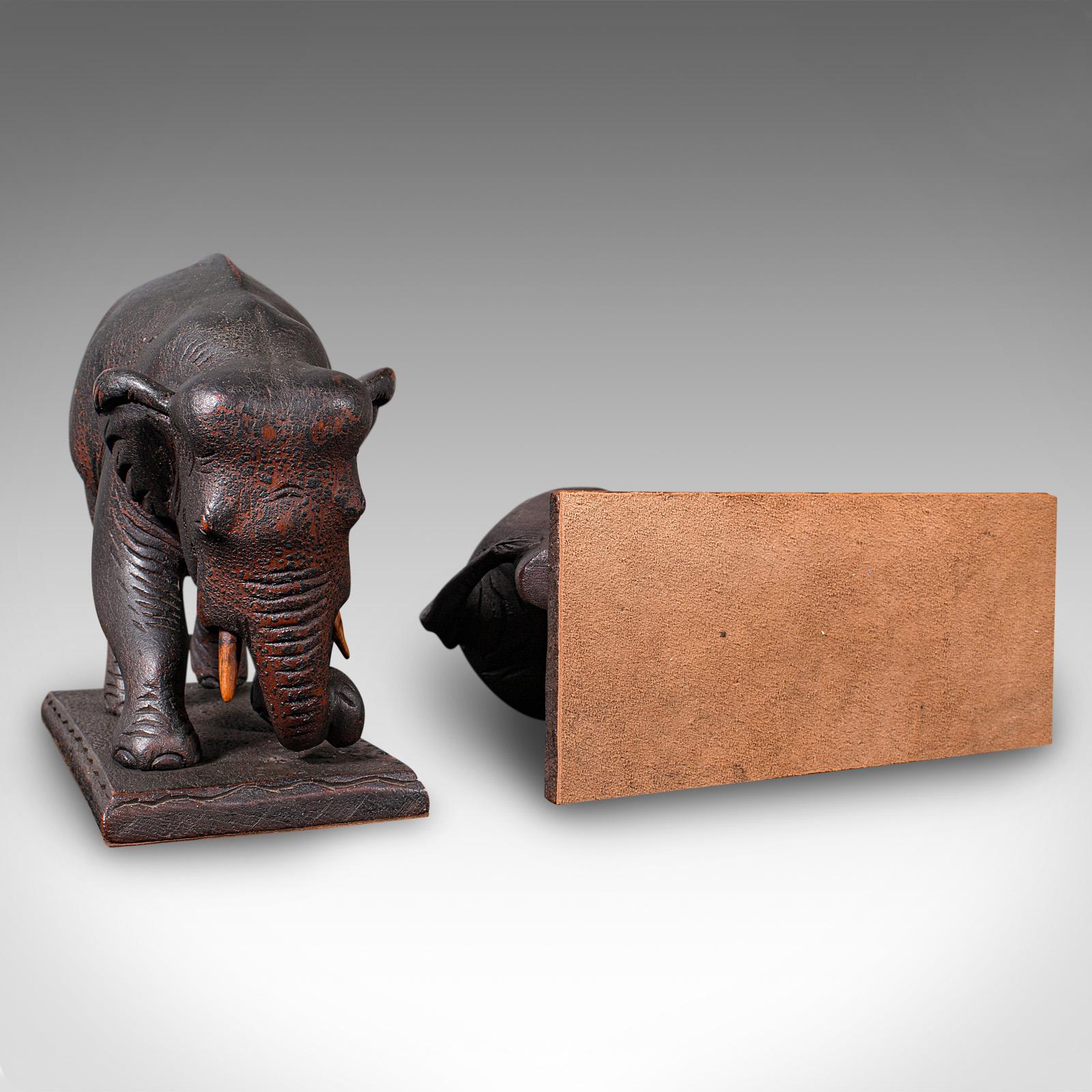 Pair Of Antique Elephant Bookends, English, Book Rest, Home Library, Victorian For Sale 4