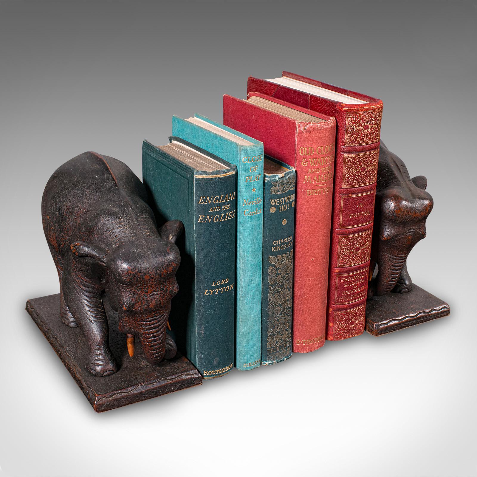 Pair Of Antique Elephant Bookends, English, Book Rest, Home Library, Victorian For Sale 5