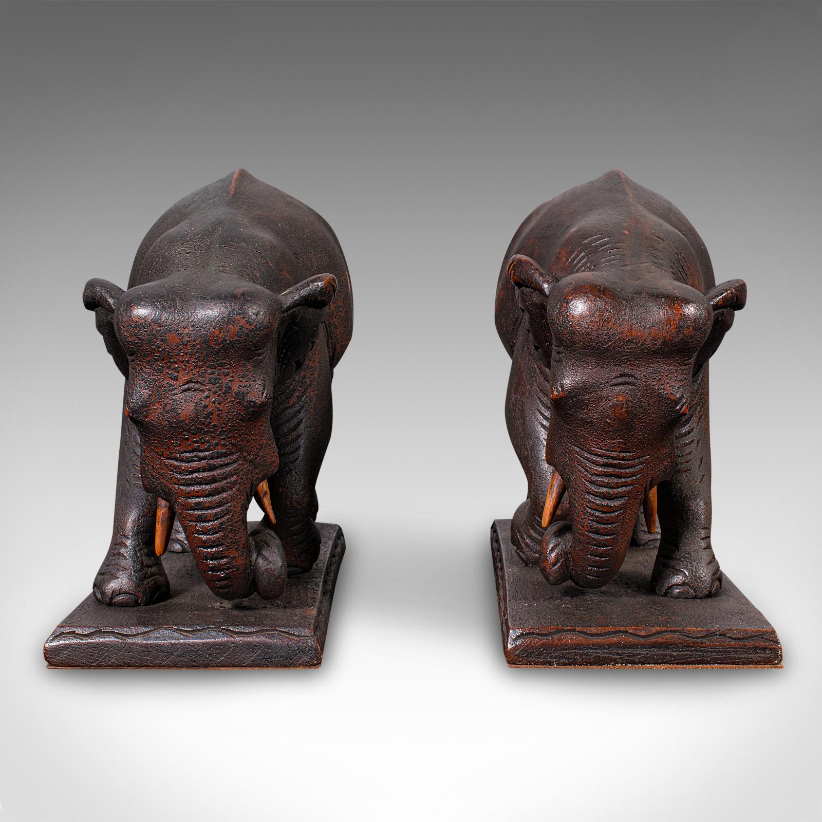 Late Victorian Pair Of Antique Elephant Bookends, English, Book Rest, Home Library, Victorian For Sale