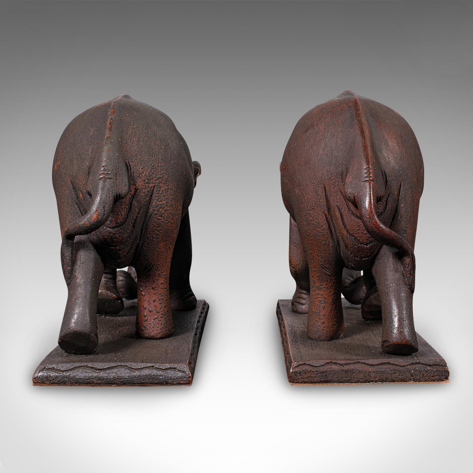 British Pair Of Antique Elephant Bookends, English, Book Rest, Home Library, Victorian For Sale