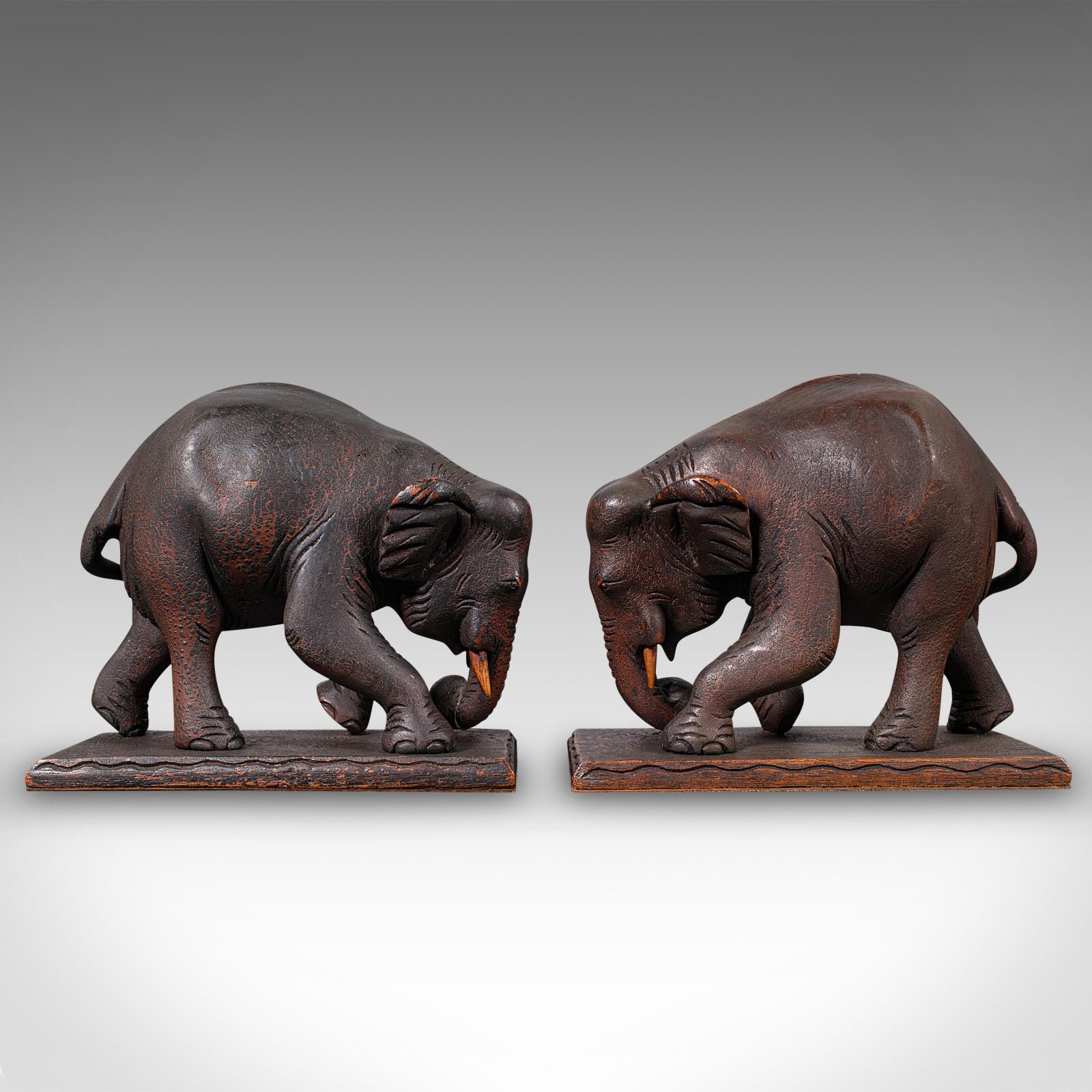 Pair Of Antique Elephant Bookends, English, Book Rest, Home Library, Victorian In Good Condition For Sale In Hele, Devon, GB