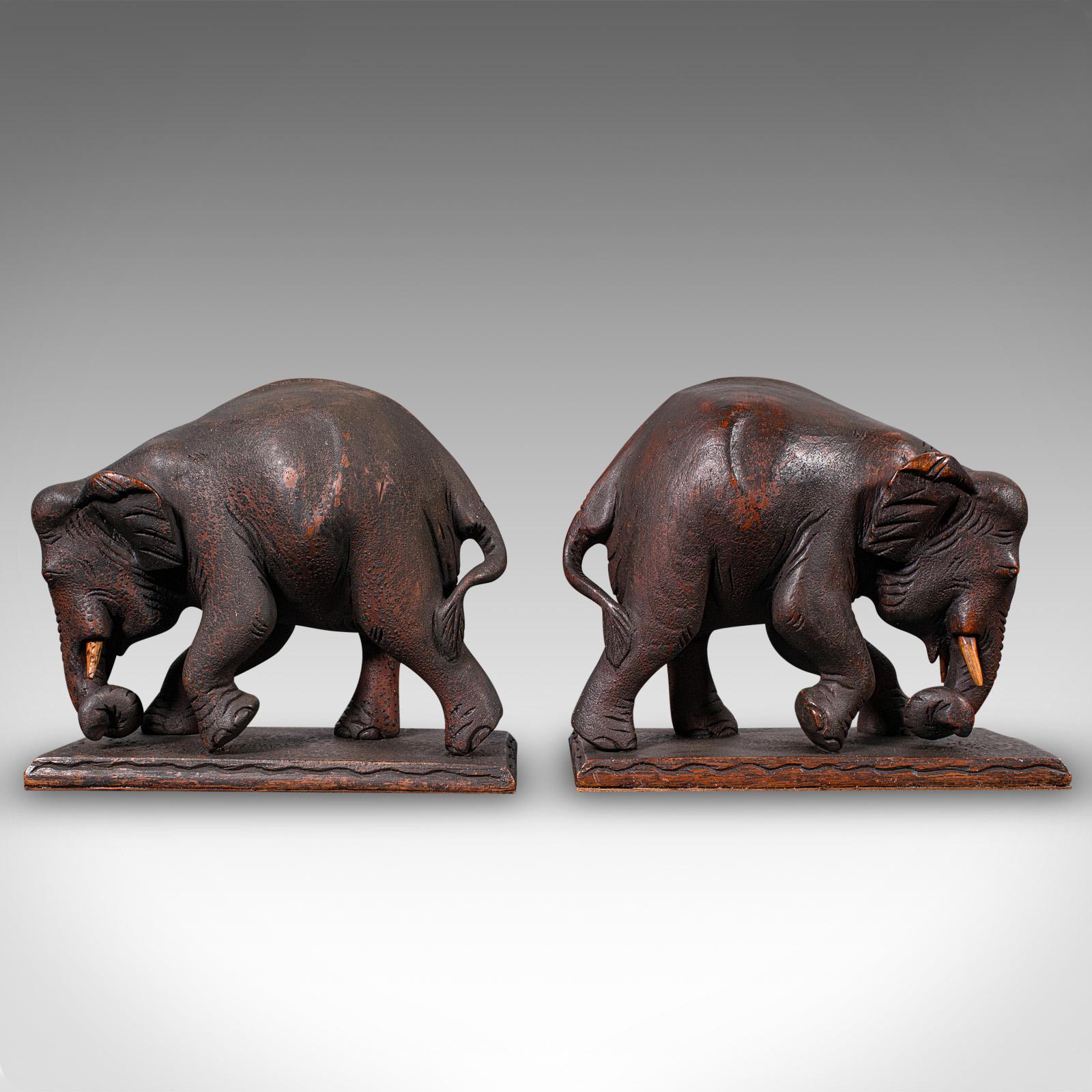 19th Century Pair Of Antique Elephant Bookends, English, Book Rest, Home Library, Victorian For Sale