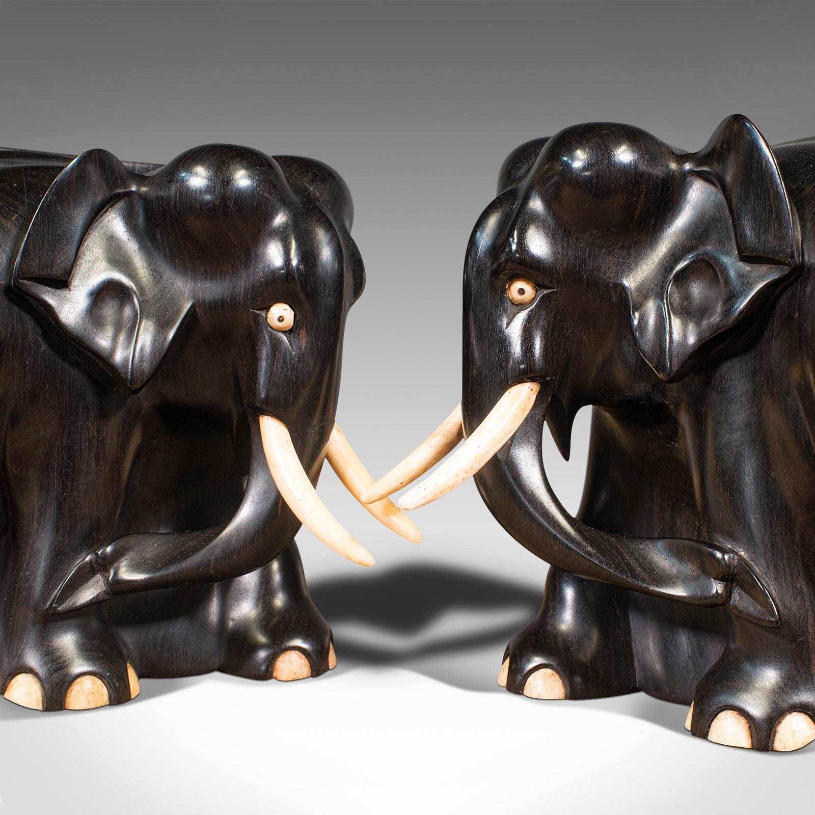 Pair of Antique Elephant Bookends, English, Ebony, Carved, Book Rest, Victorian For Sale 3