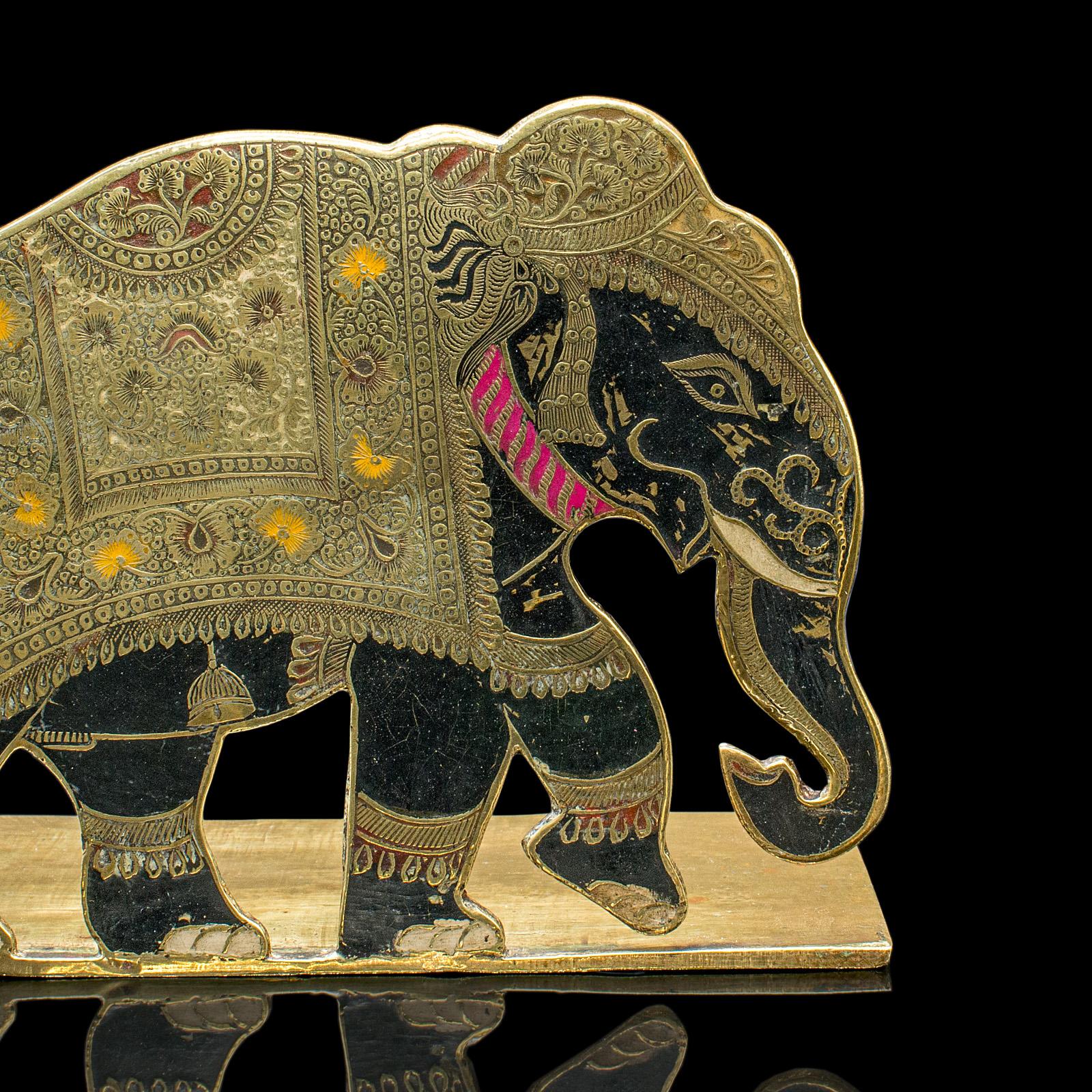 Pair of Antique Elephant Bookends, Indian Brass Decorative Book Rests, Victorian For Sale 3