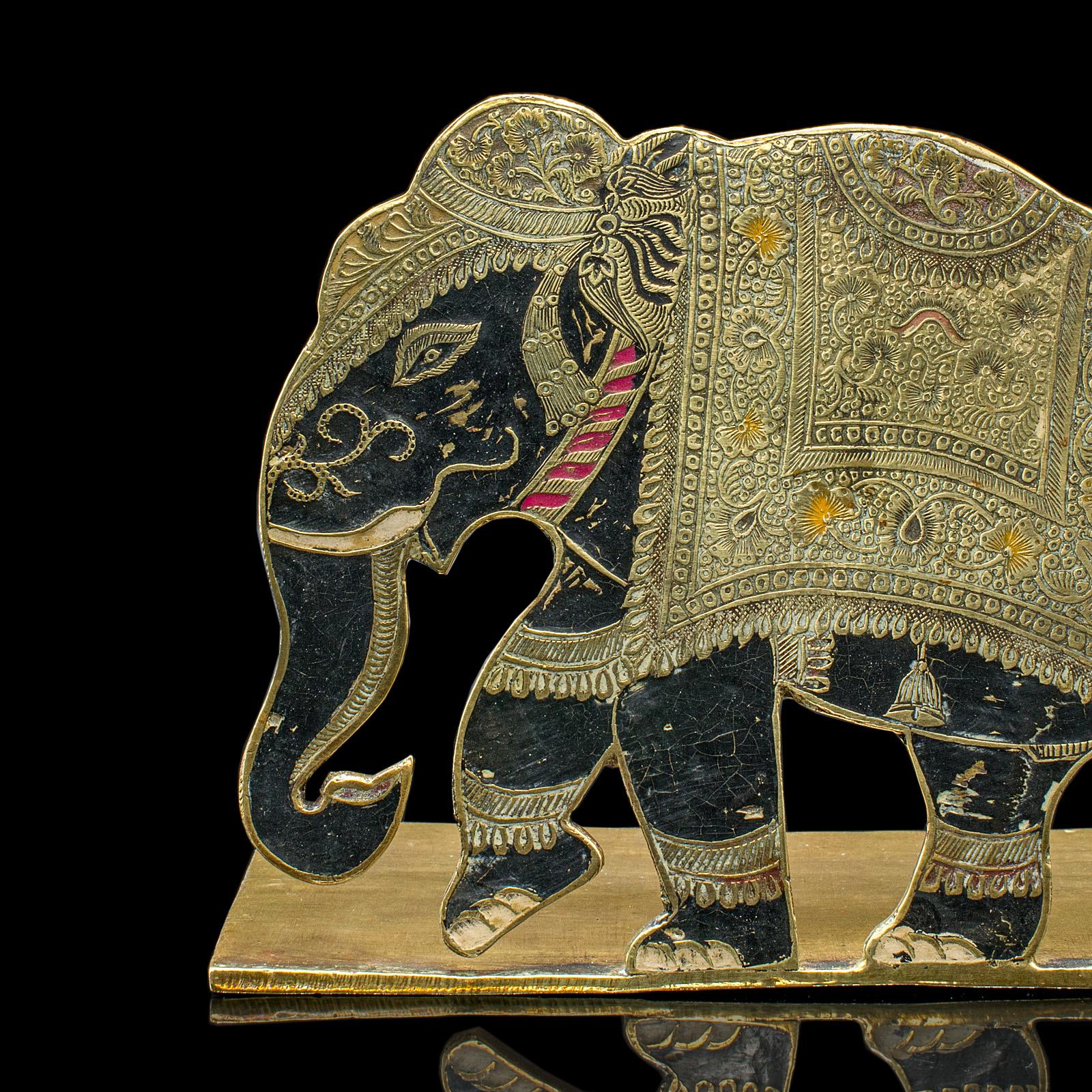 Pair of Antique Elephant Bookends, Indian Brass Decorative Book Rests, Victorian For Sale 4