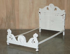 PAIR OF ANTIQUE ELM CIRCA 1880 BEDSTEADS BED FRAMES ORNATE HAND CARVED DETAiLING