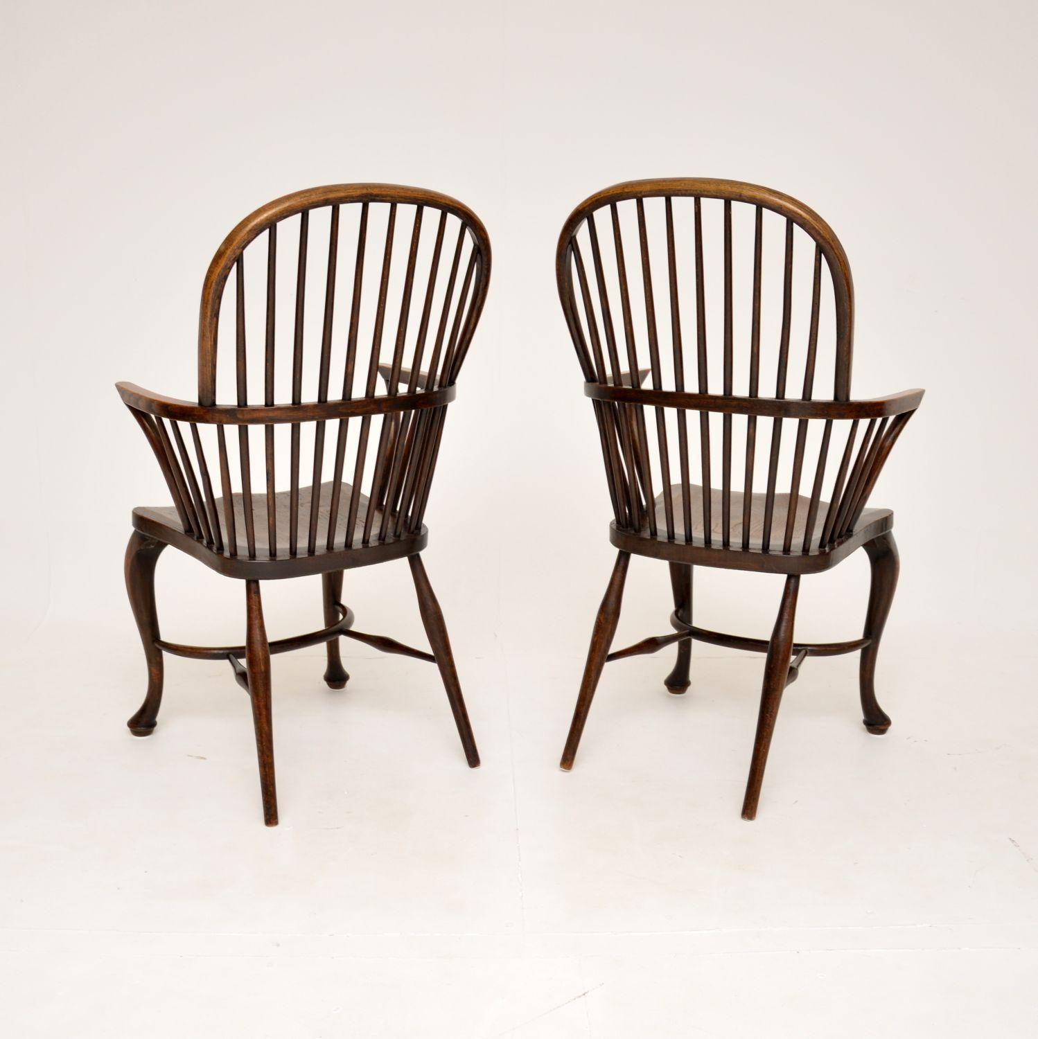 Pair of Antique Elm & Oak Windsor Armchairs 7