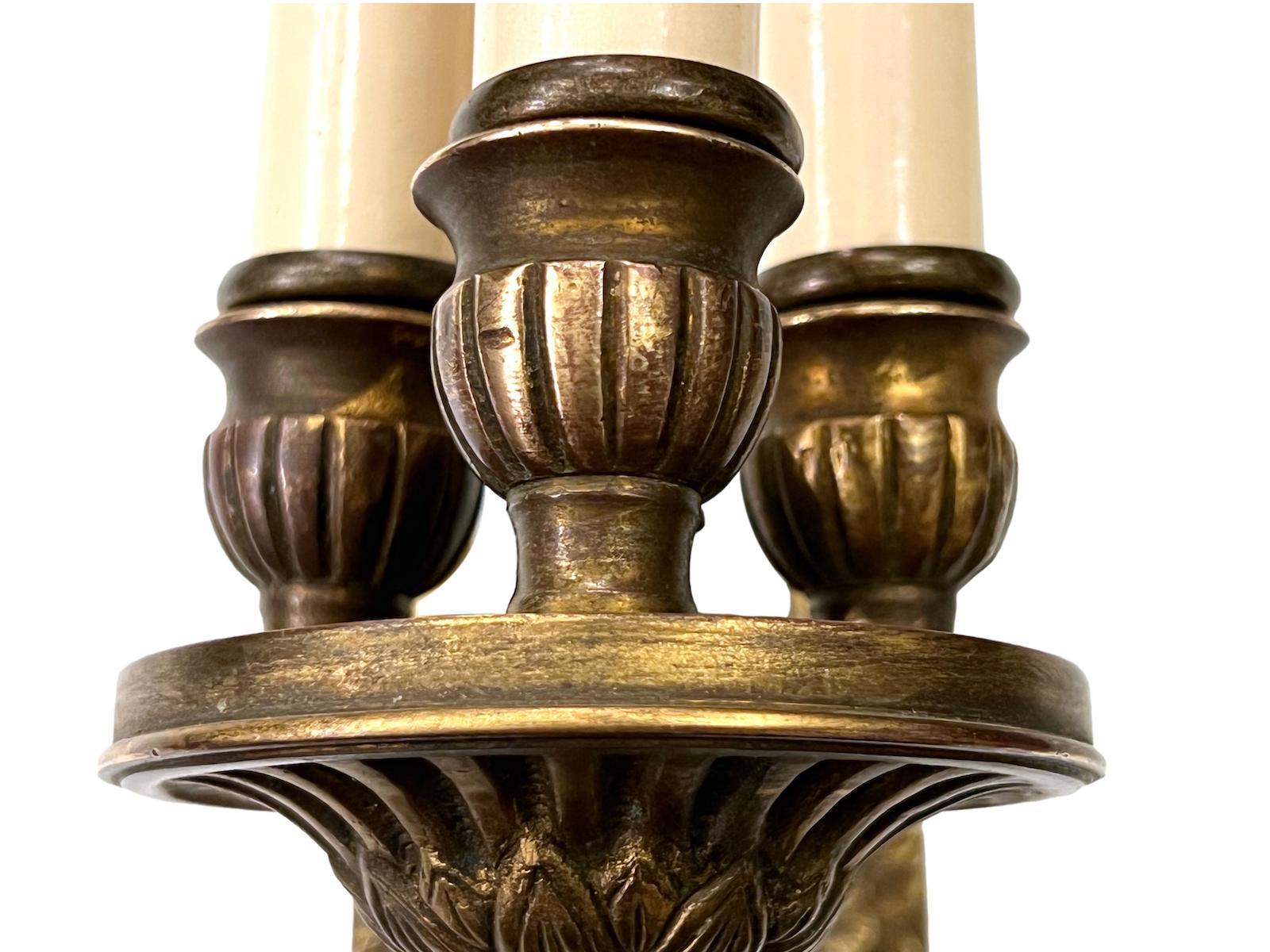 Early 20th Century Pair of Antique Empire Sconces For Sale