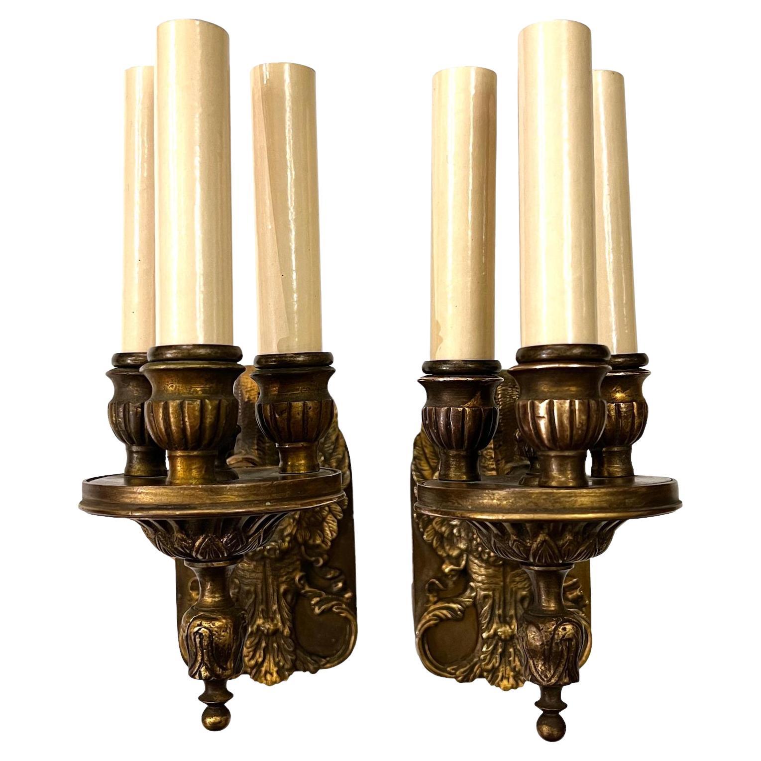 Pair of Antique Empire Sconces For Sale