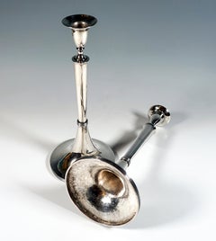 Pair Of Antique Empire Silver Candle Holders, Austria-Hungary, Dated 1821