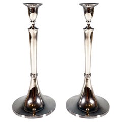 Pair Of Antique Empire Silver Candle Holders, Austria-Hungary, Dated 1821