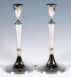 Pair Of Antique Empire Silver Candle Holders, by Jakob Krautauer, Vienna, 1803