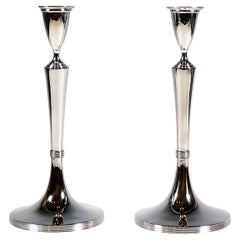 Pair Of Antique Empire Silver Candle Holders, by Jakob Krautauer, Vienna, 1803