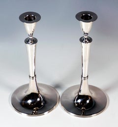 Pareja de antiguos candelabros imperio de plata, por Josef Stelzer, Viena, 1802