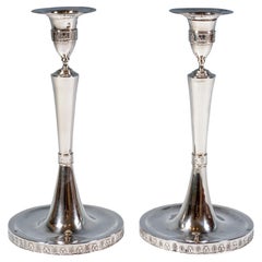 Pair Of Antique Empire Silver Candle Holders, Johann Kaba Vienna, Dated 1803