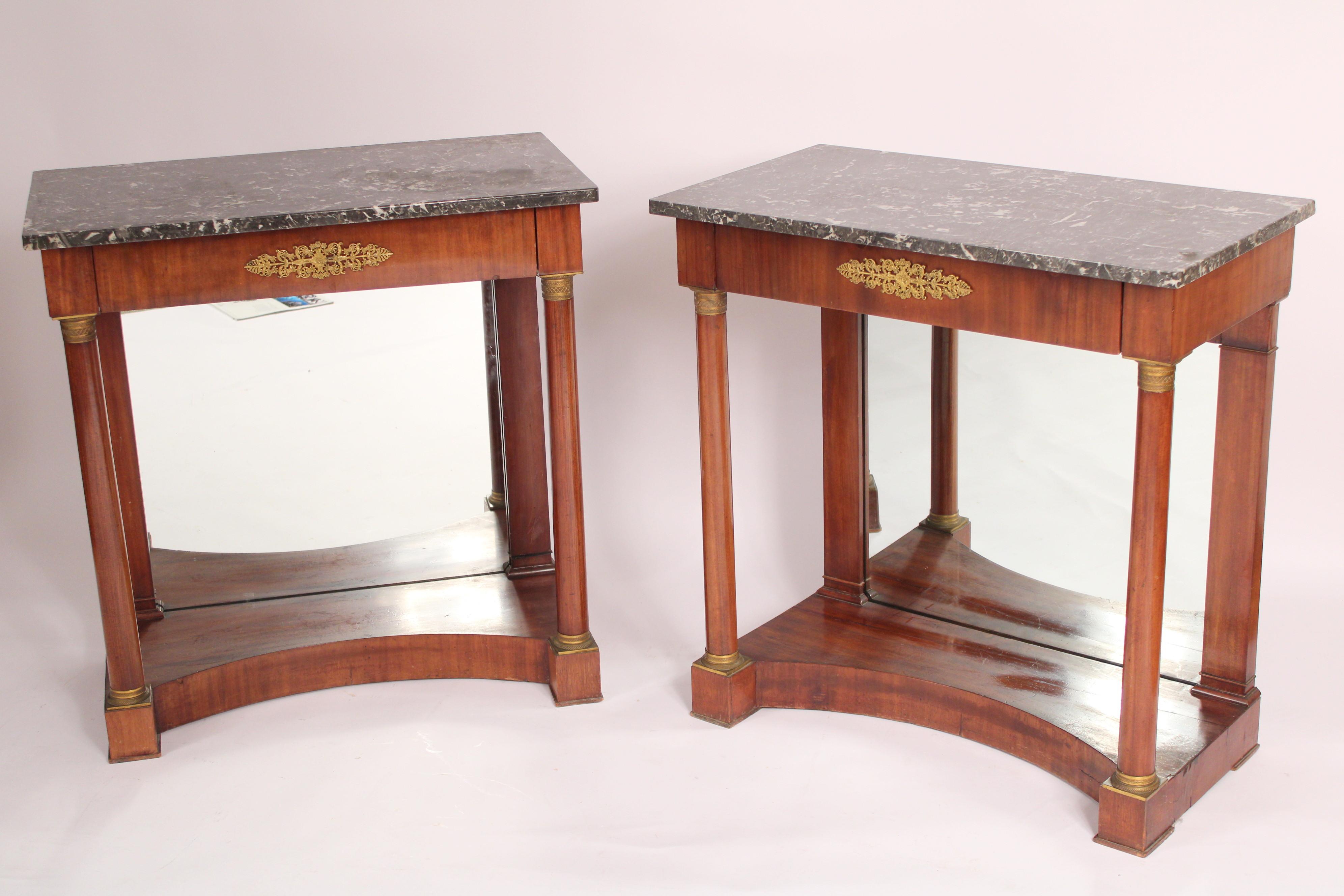 European Pair of Antique Empire Style Console Tables