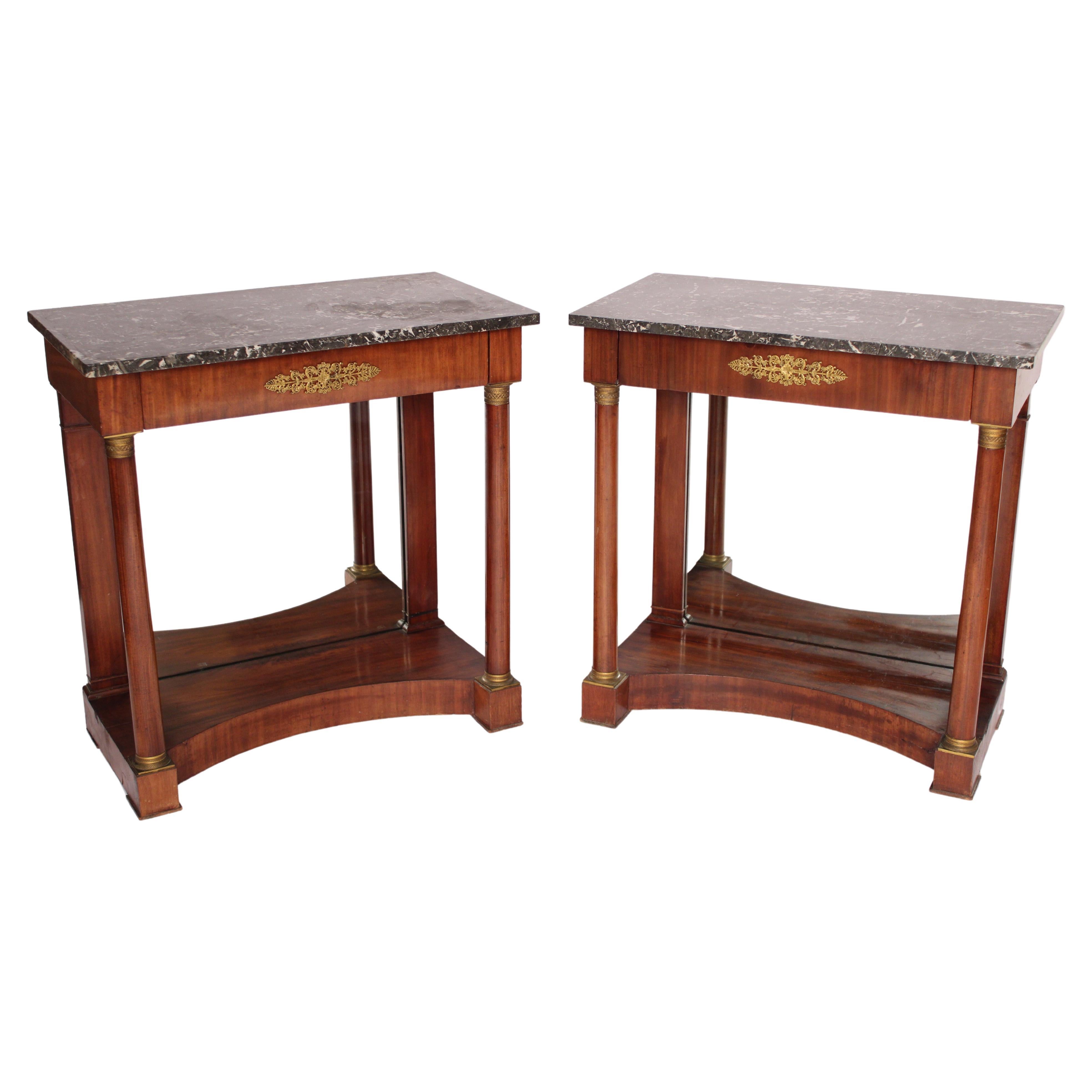 Pair of Antique Empire Style Console Tables