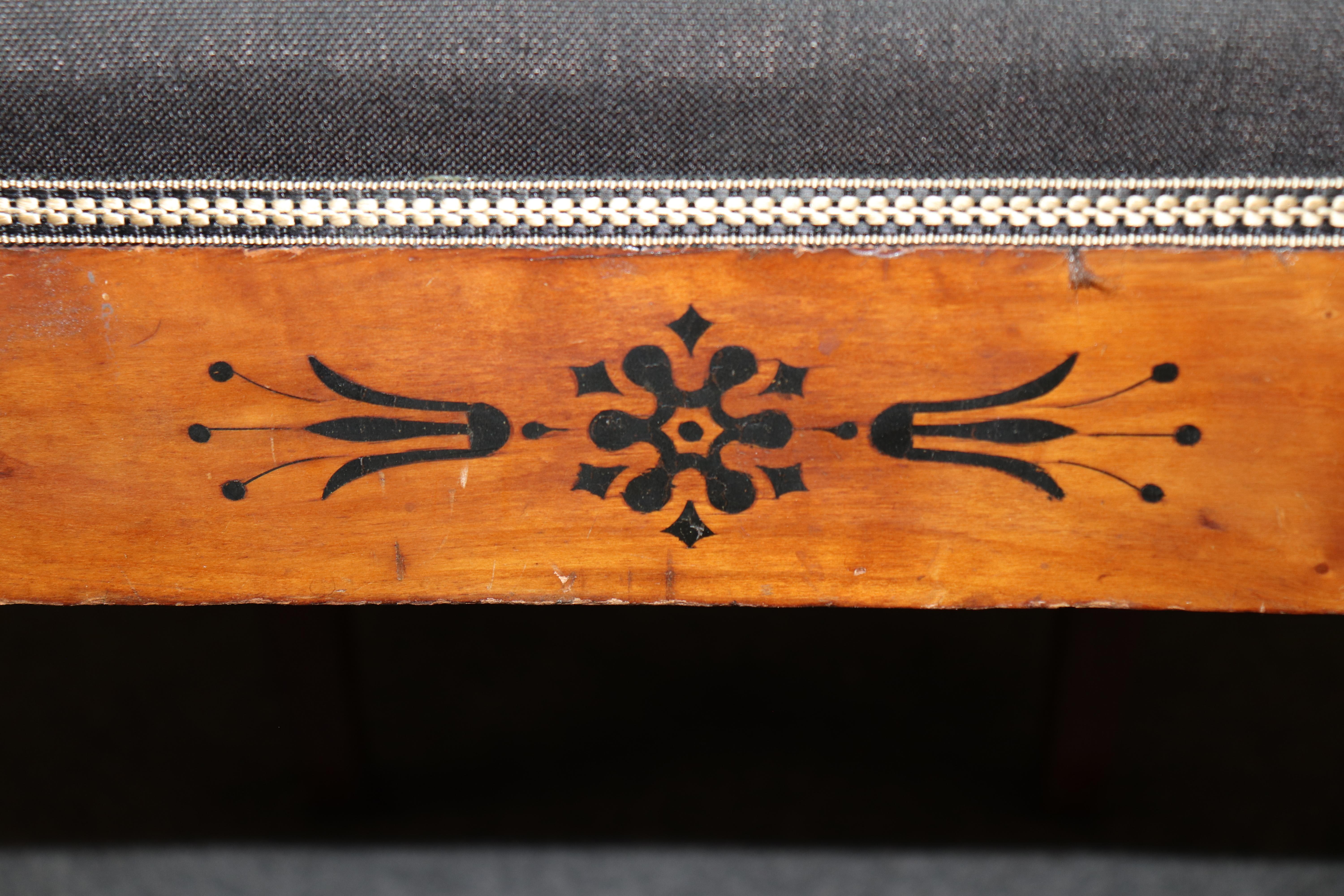 Pair of Antique Empire Style Dutch Marquetry Inlaid and Carved Side Chairs For Sale 4