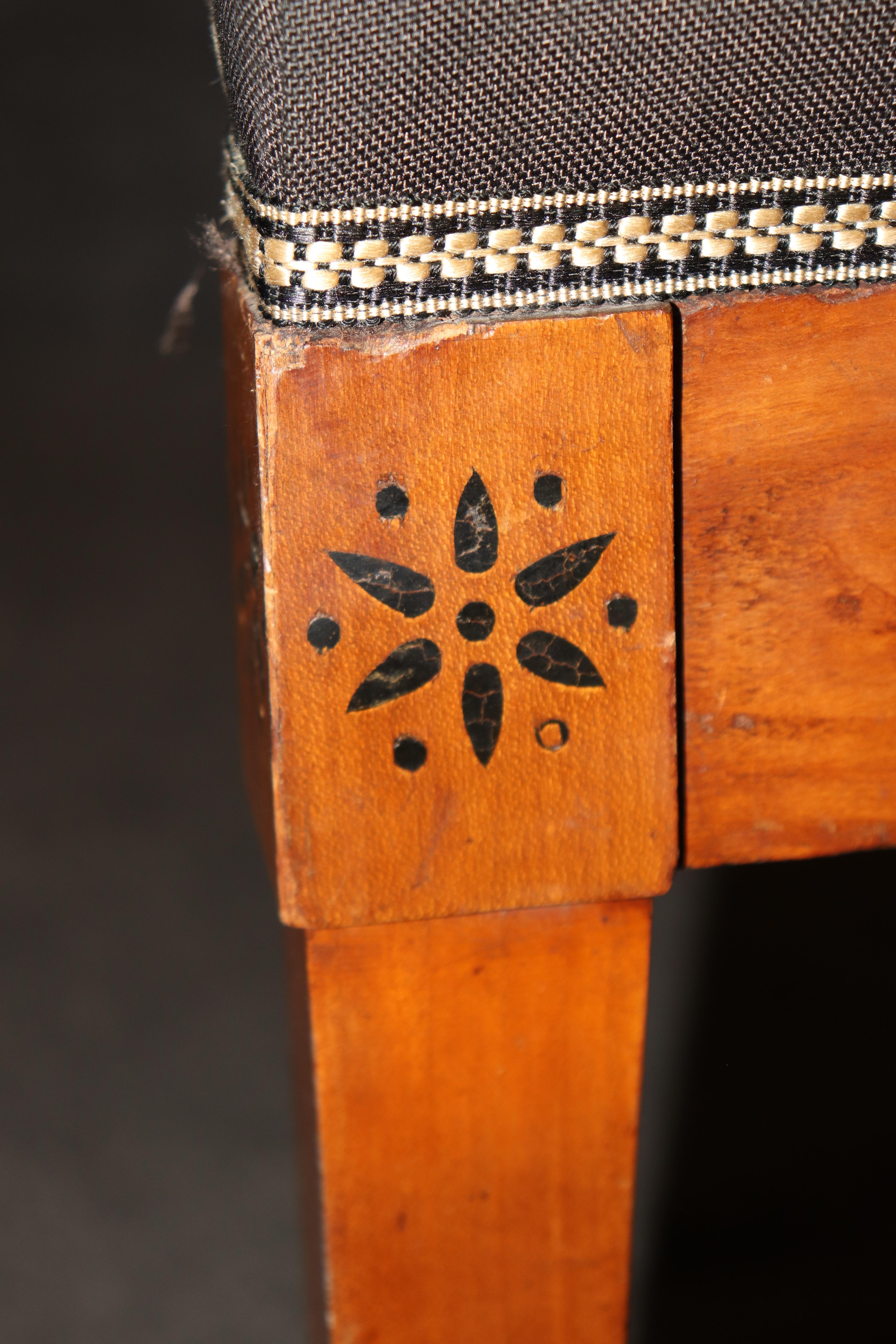 Pair of Antique Empire Style Dutch Marquetry Inlaid and Carved Side Chairs For Sale 5
