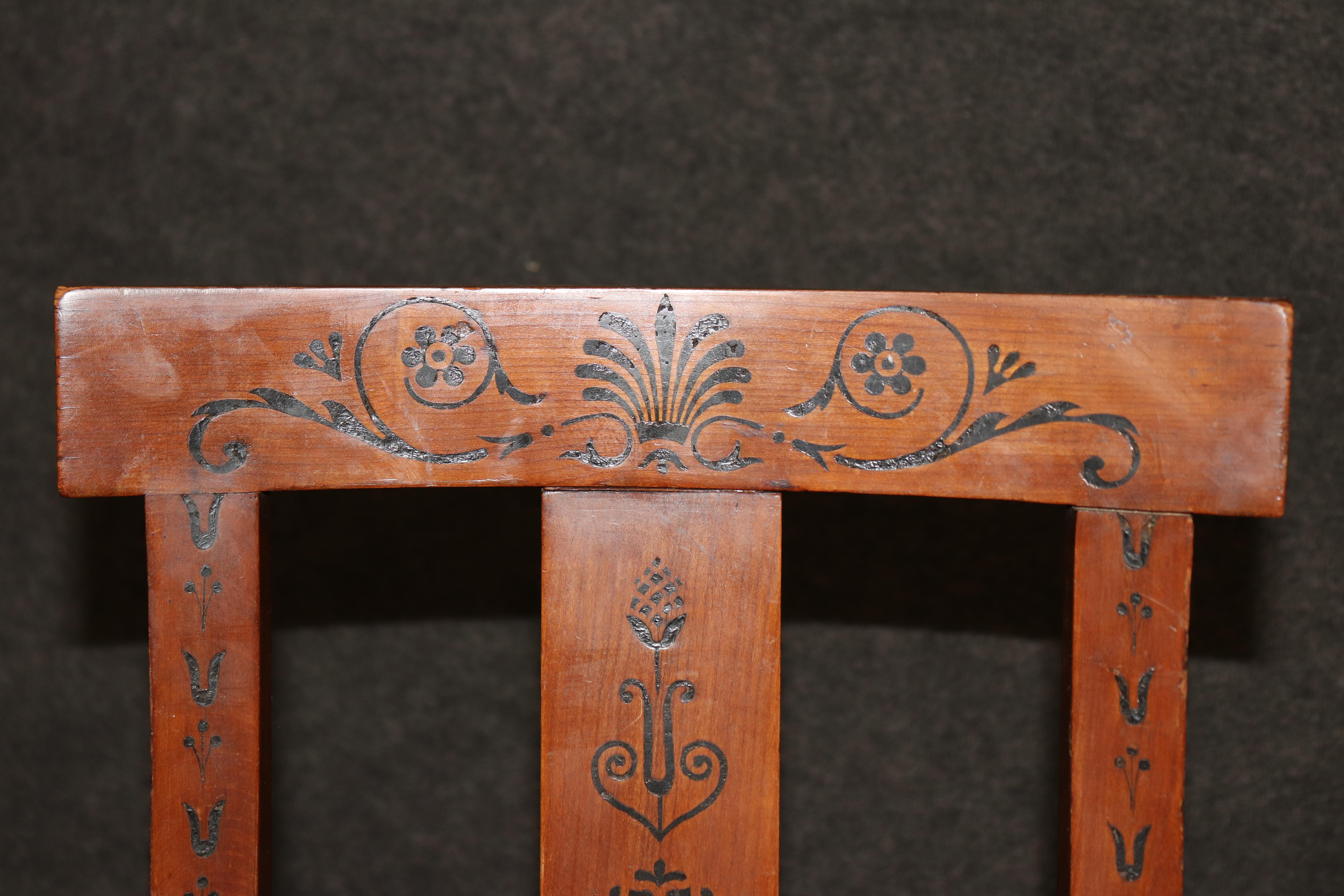 Pair of Antique Empire Style Dutch Marquetry Inlaid and Carved Side Chairs For Sale 3