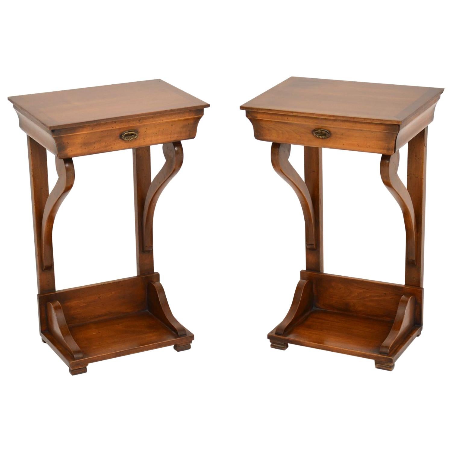 Pair of Antique Empire Style Fruit Wood Side Tables For Sale at 1stDibs