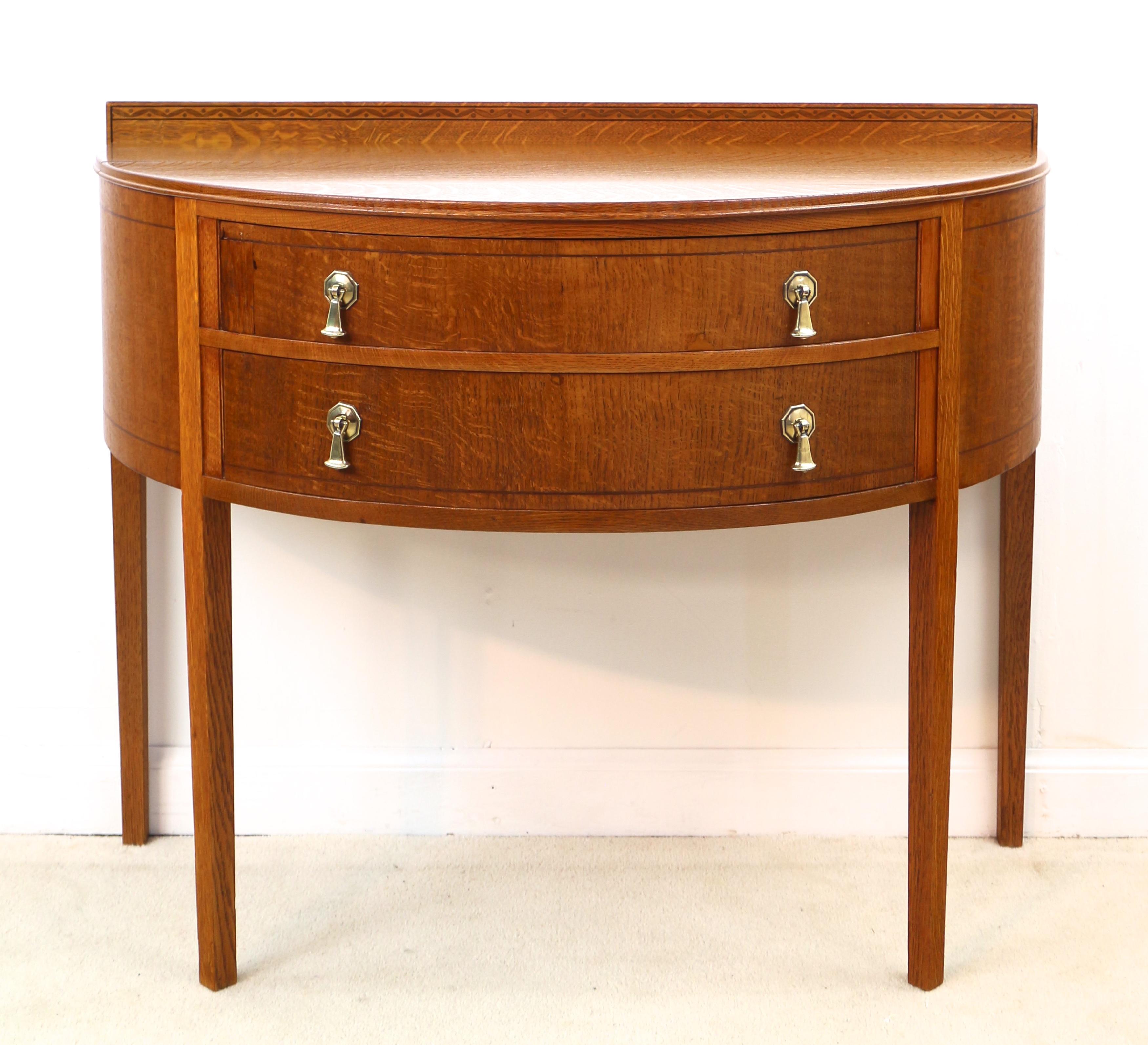 Pair of Antique English Arts & Crafts Oak Inlaid Dressing Table Chests 6