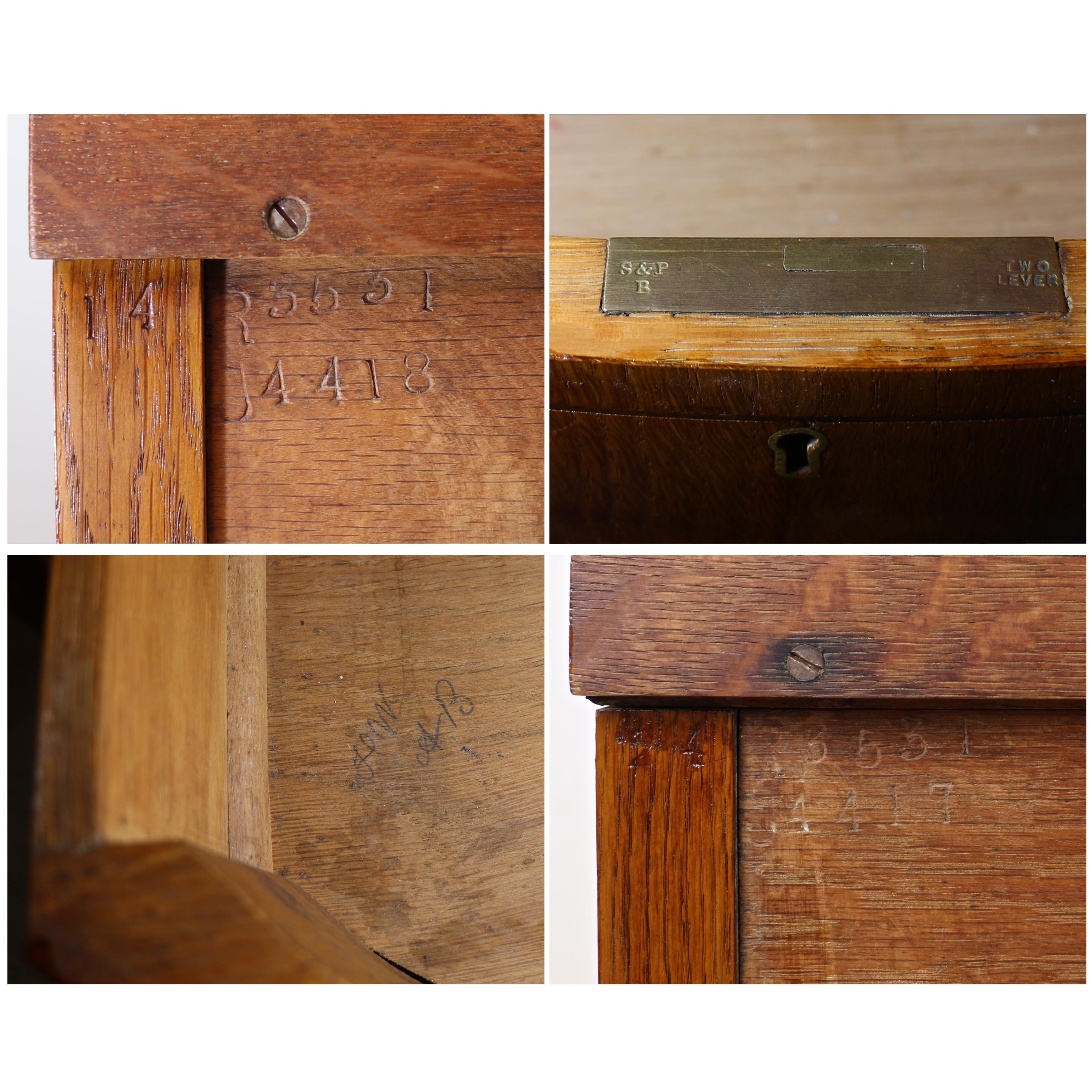 Pair of Antique English Arts & Crafts Oak Inlaid Dressing Table Chests 13