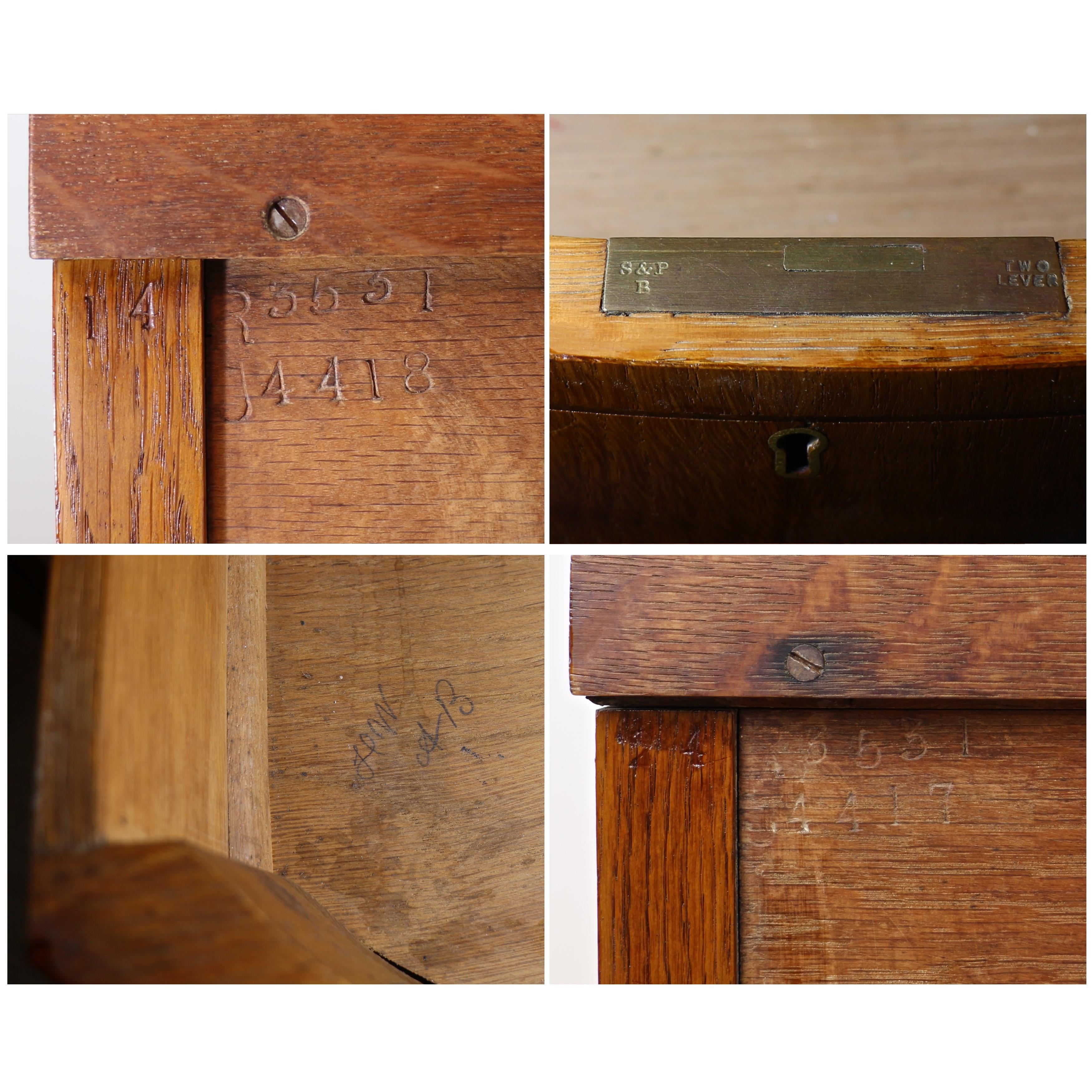 Pair of Antique English Arts & Crafts Oak Inlaid Dressing Table Chests For Sale 13