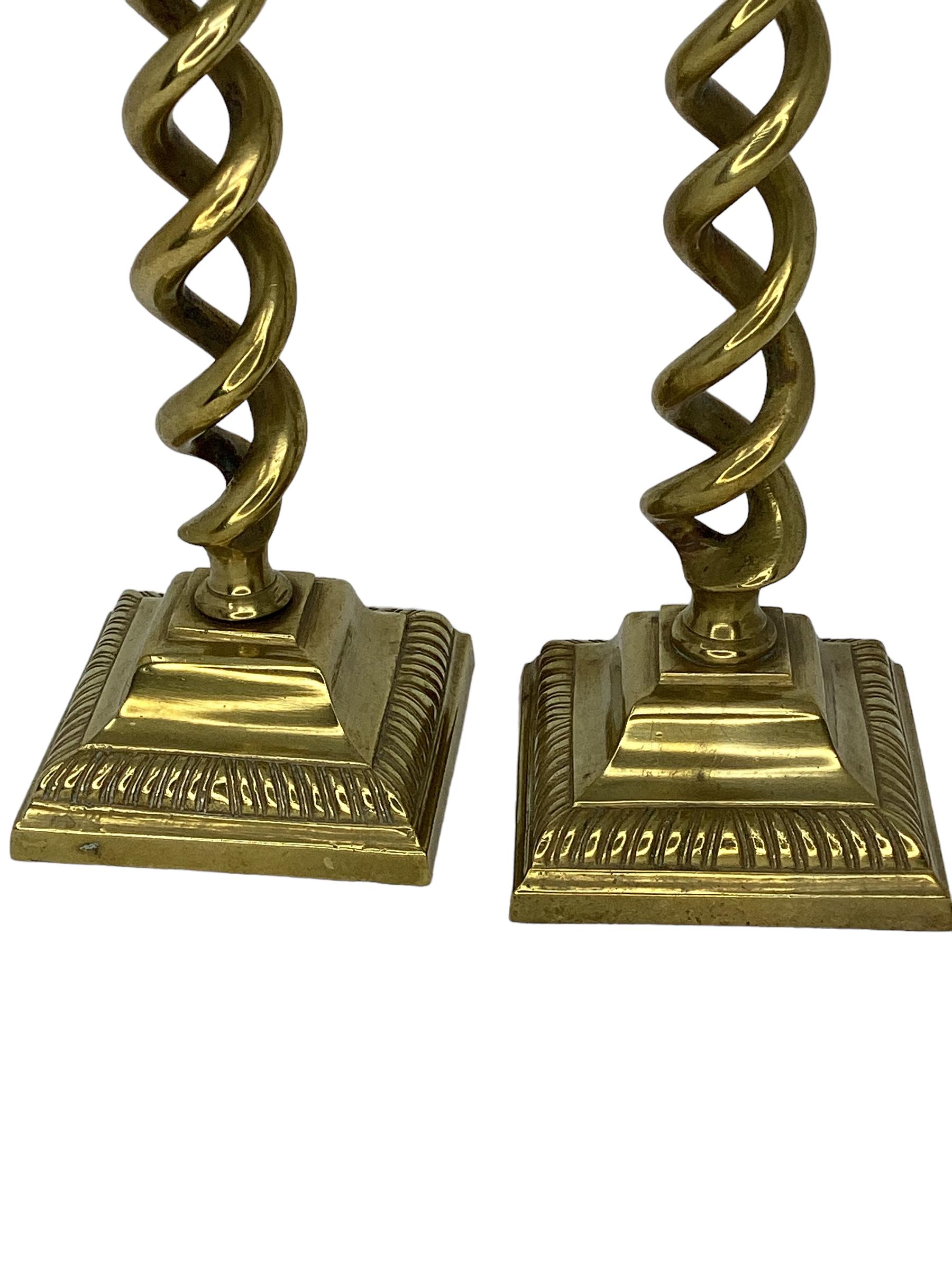 Pair of Antique English Barley Candlesticks  In Good Condition In Chapel Hill, NC
