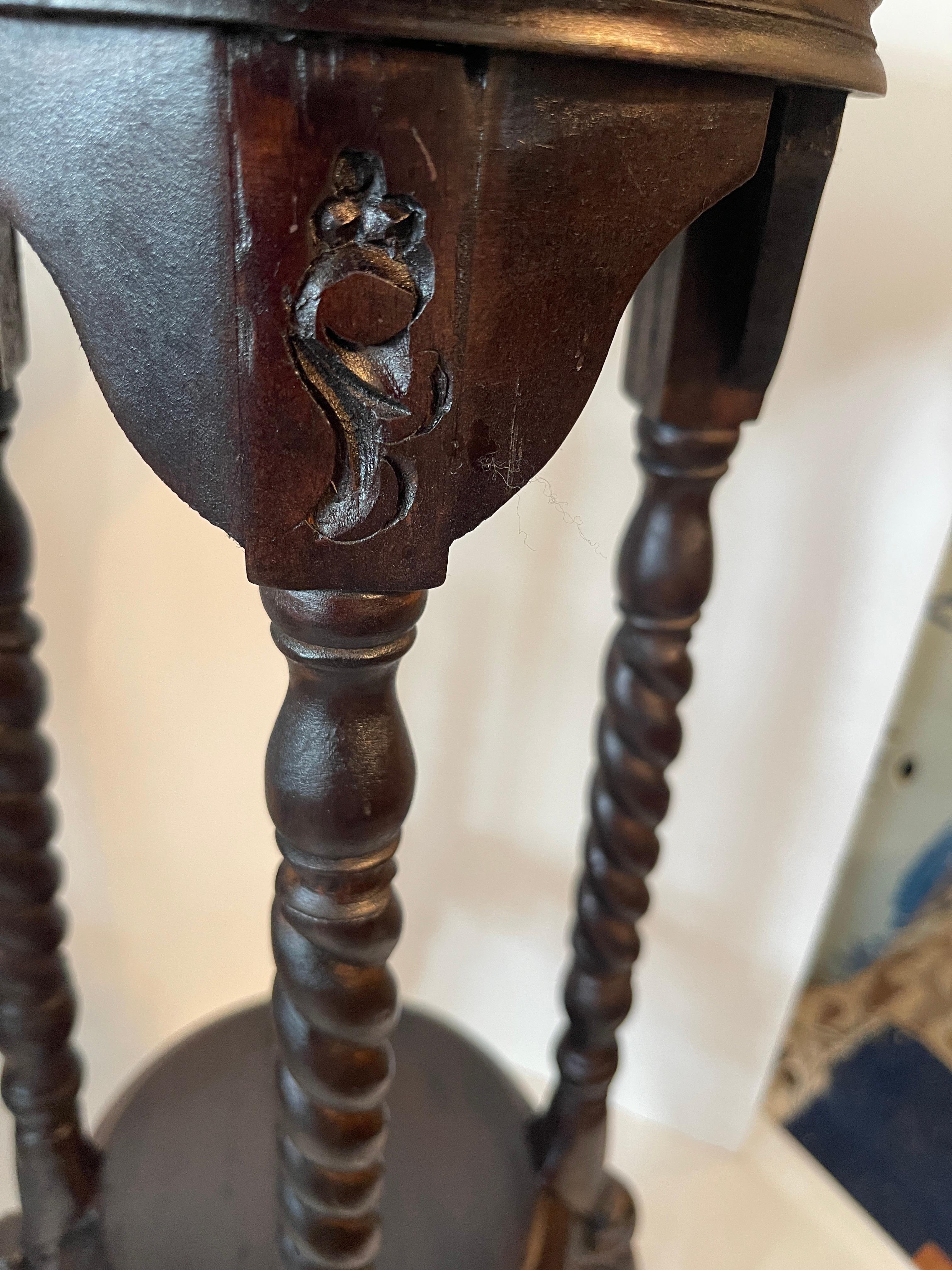 Pair of Antique English Barley Twist Heart Shape Candle Stands 5