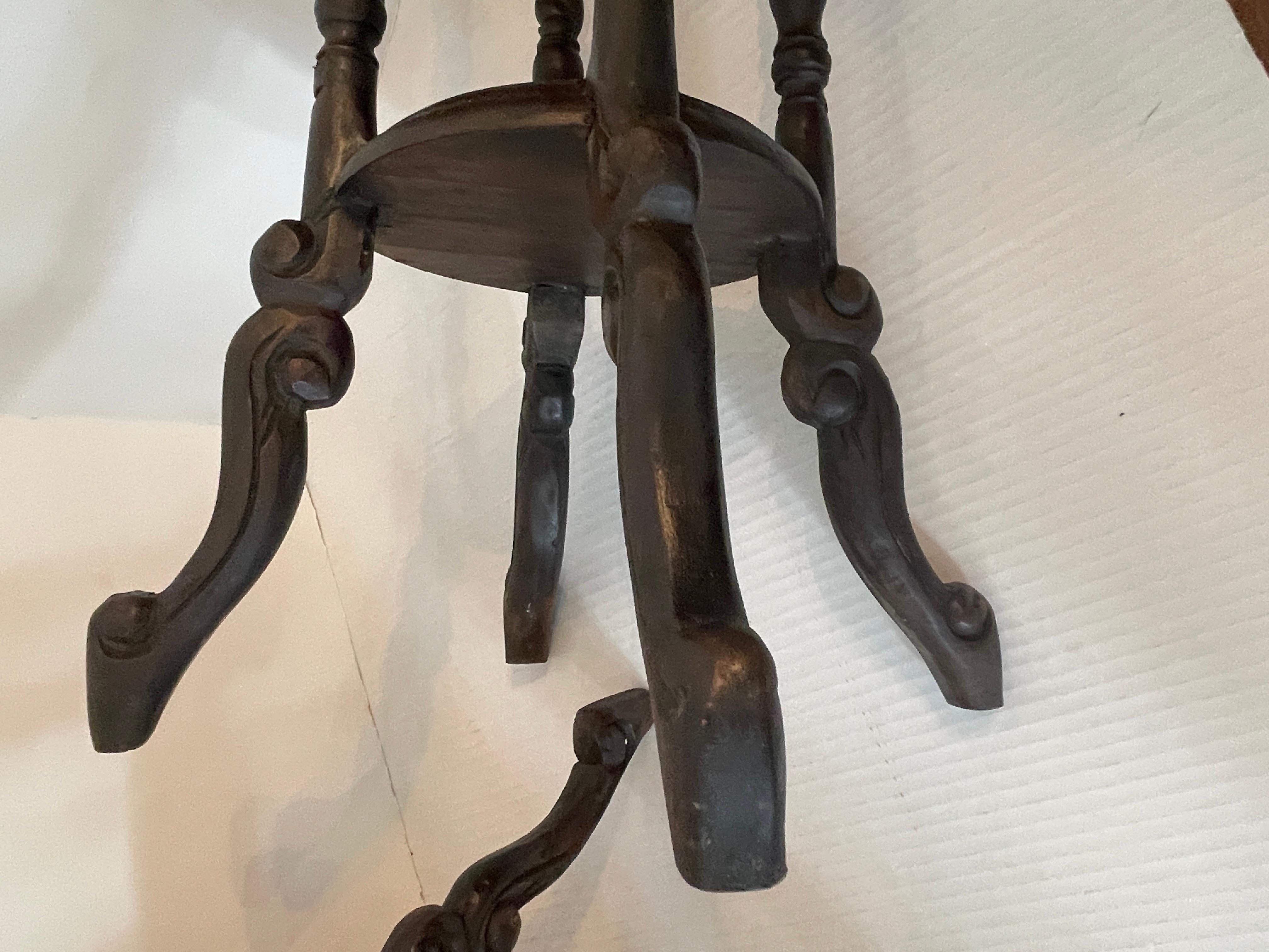 Pair of Antique English Barley Twist Heart Shape Candle Stands 8