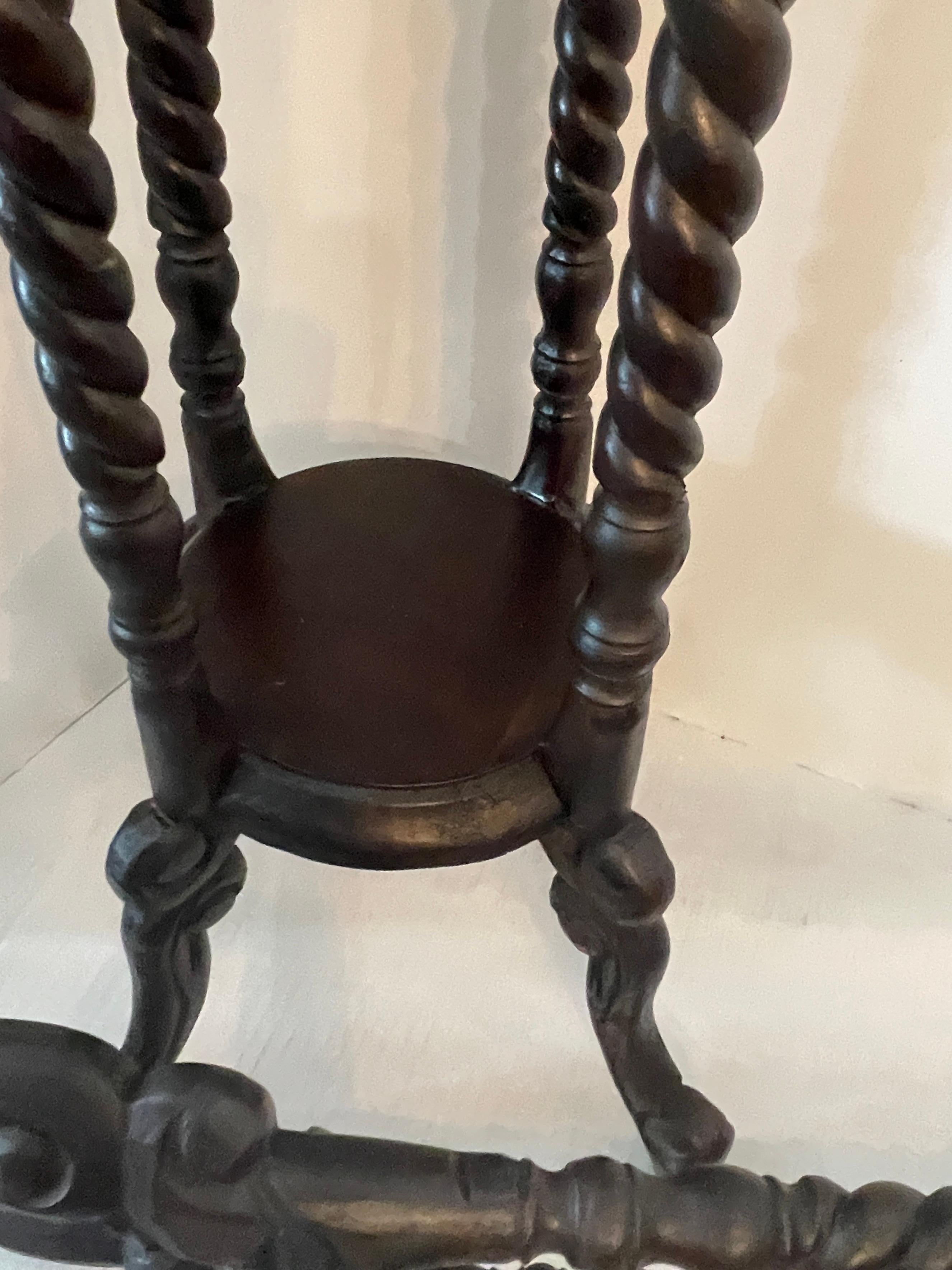 Pair of Antique English Barley Twist Heart Shape Candle Stands 10