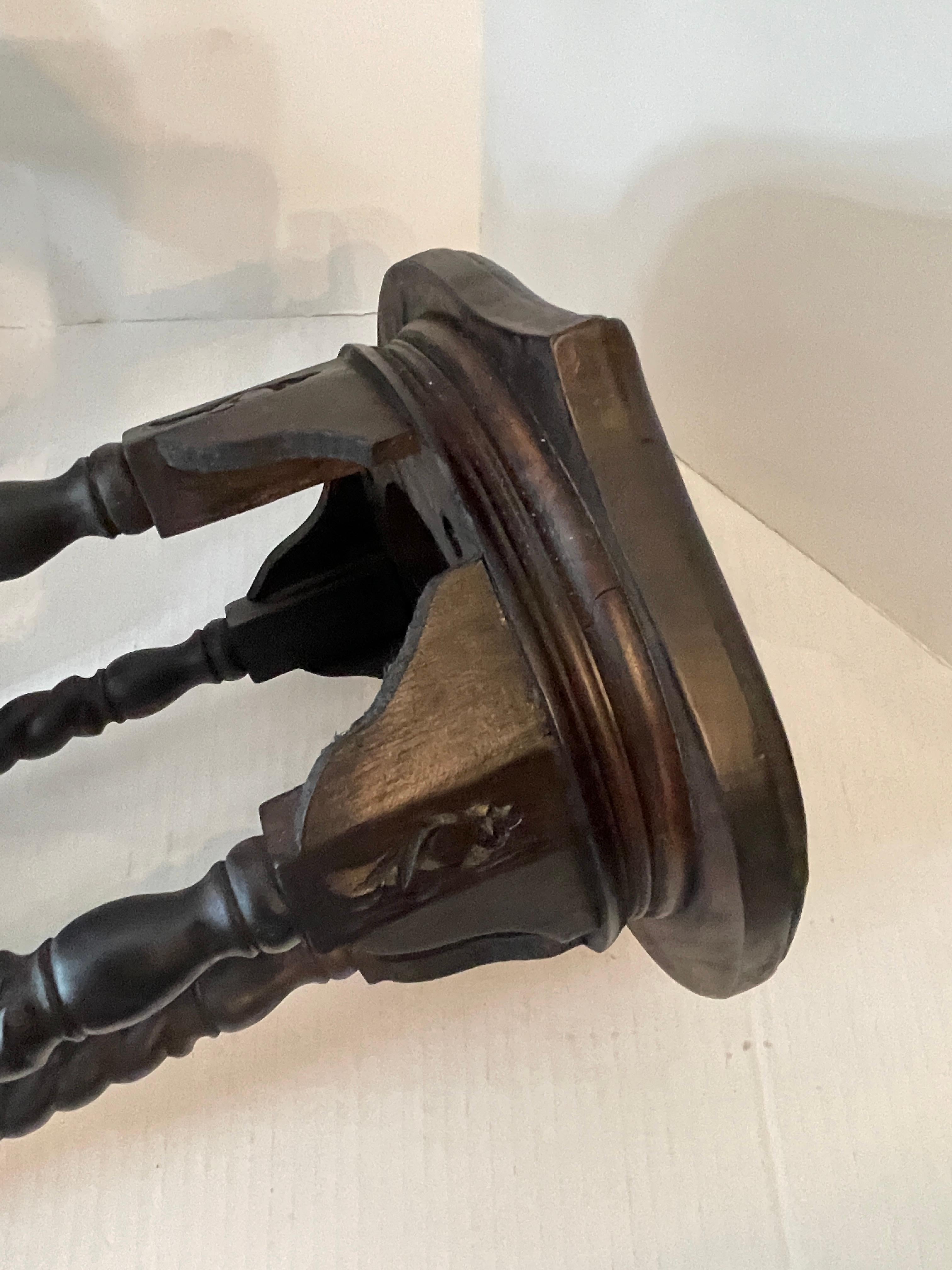 Pair of Antique English Barley Twist Heart Shape Candle Stands 13
