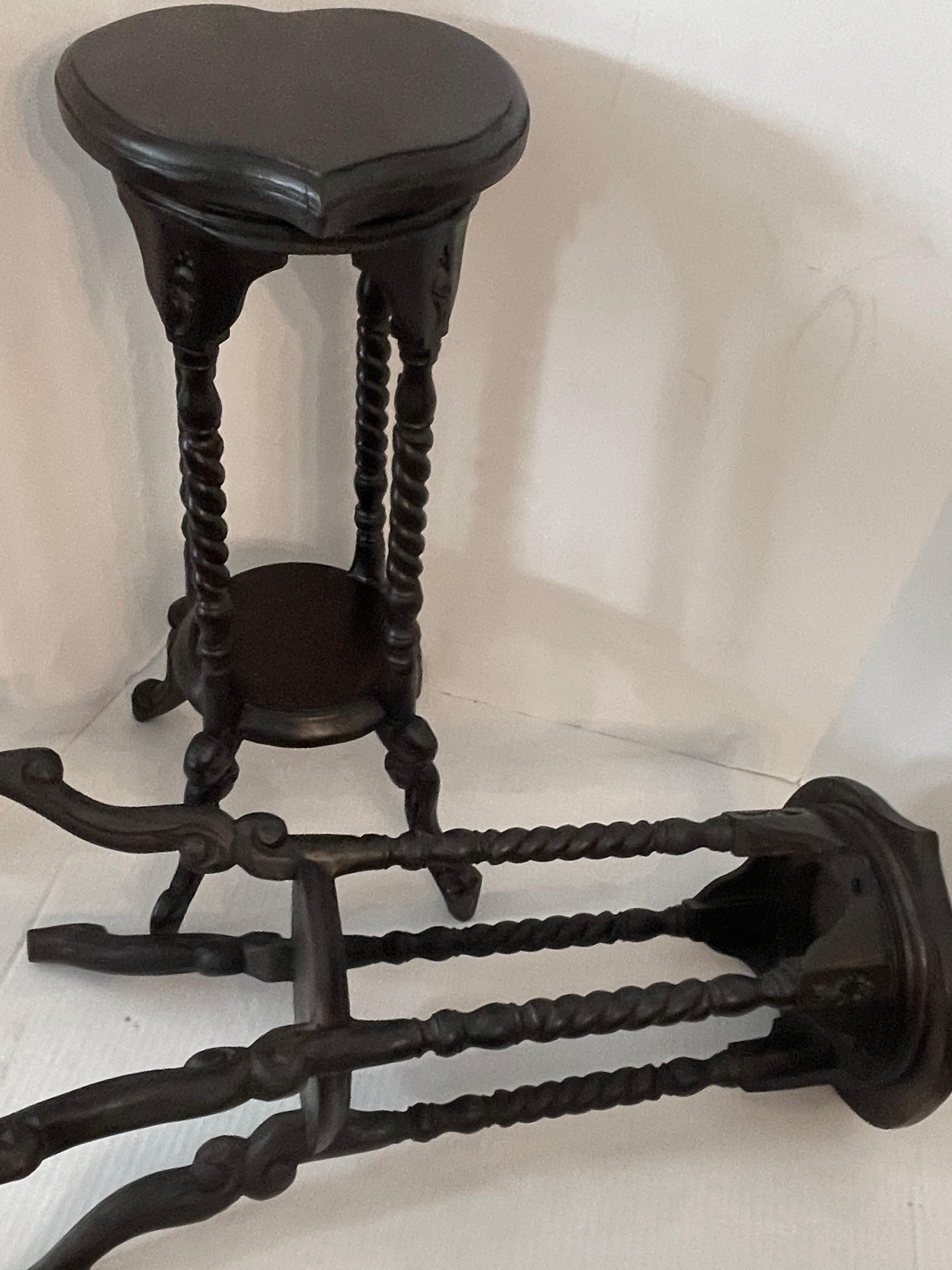 Pair of Antique English Barley Twist Heart Shape Candle Stands 14