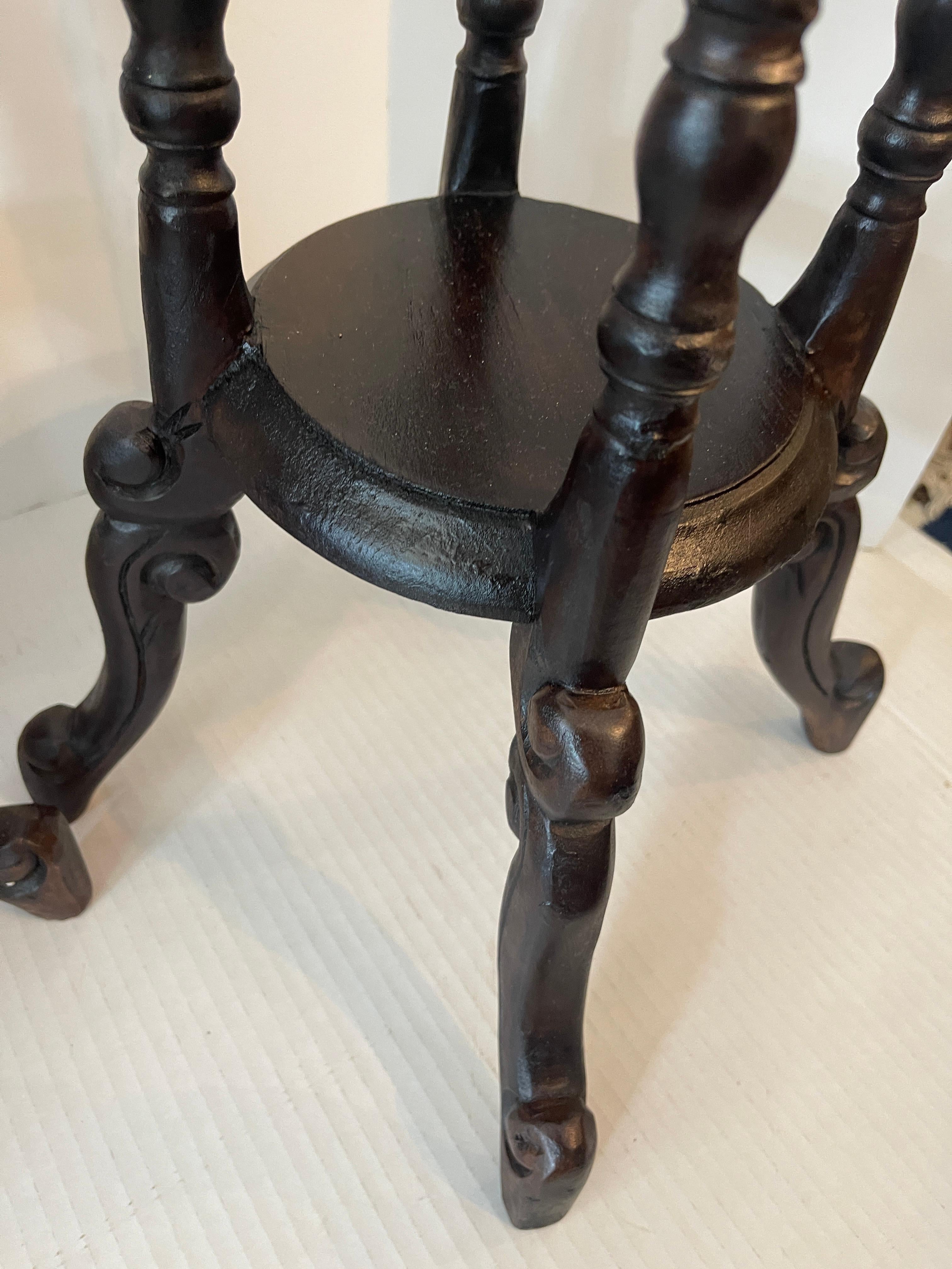 Pair of Antique English Barley Twist Heart Shape Candle Stands 1
