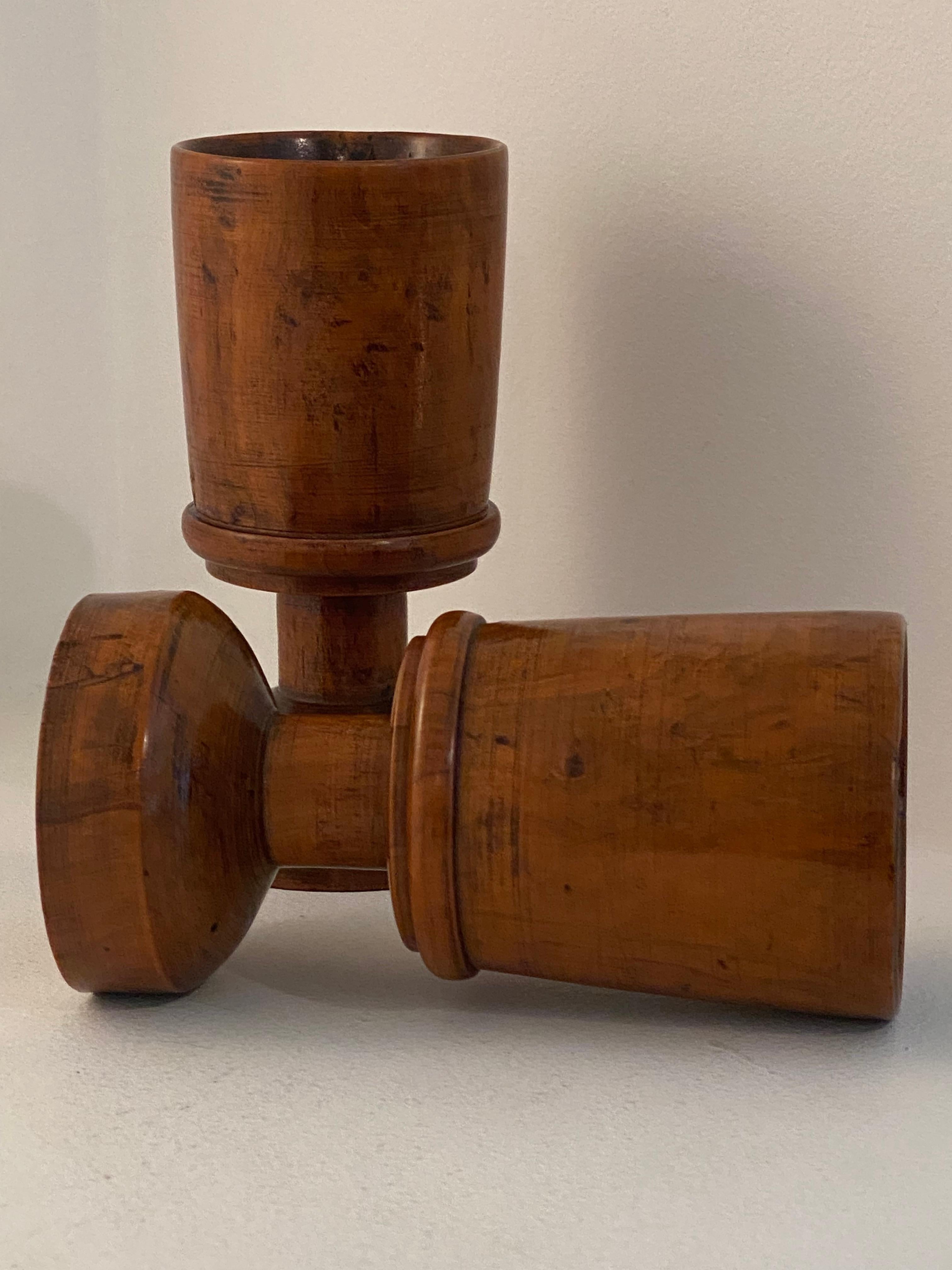Pair of Antique English Boxwood Gobelets-Beker For Sale 5