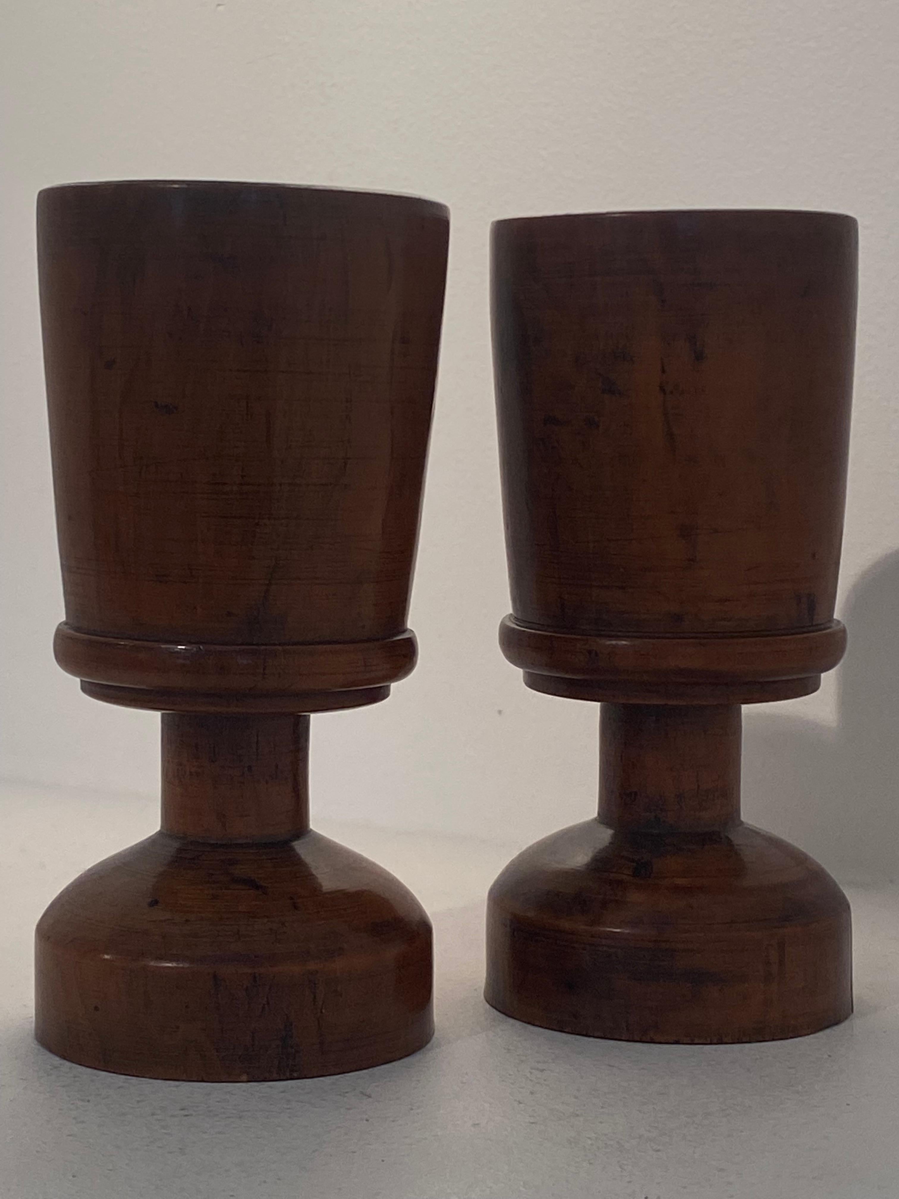 Pair of Antique English Boxwood Gobelets-Beker For Sale 1