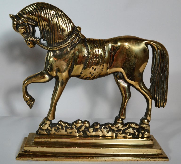 Pair of Antique English Brass Horse Bookends, circa 1870 at 1stDibs