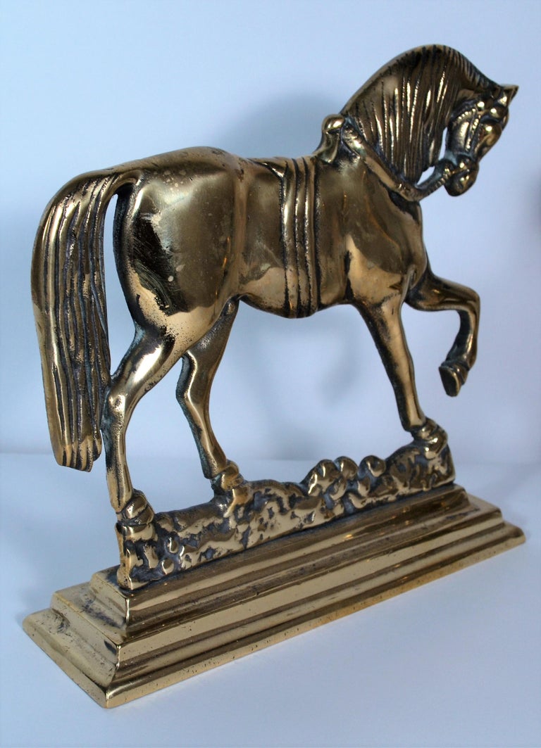 Pair of Antique English Brass Horse Bookends, circa 1870 at 1stDibs