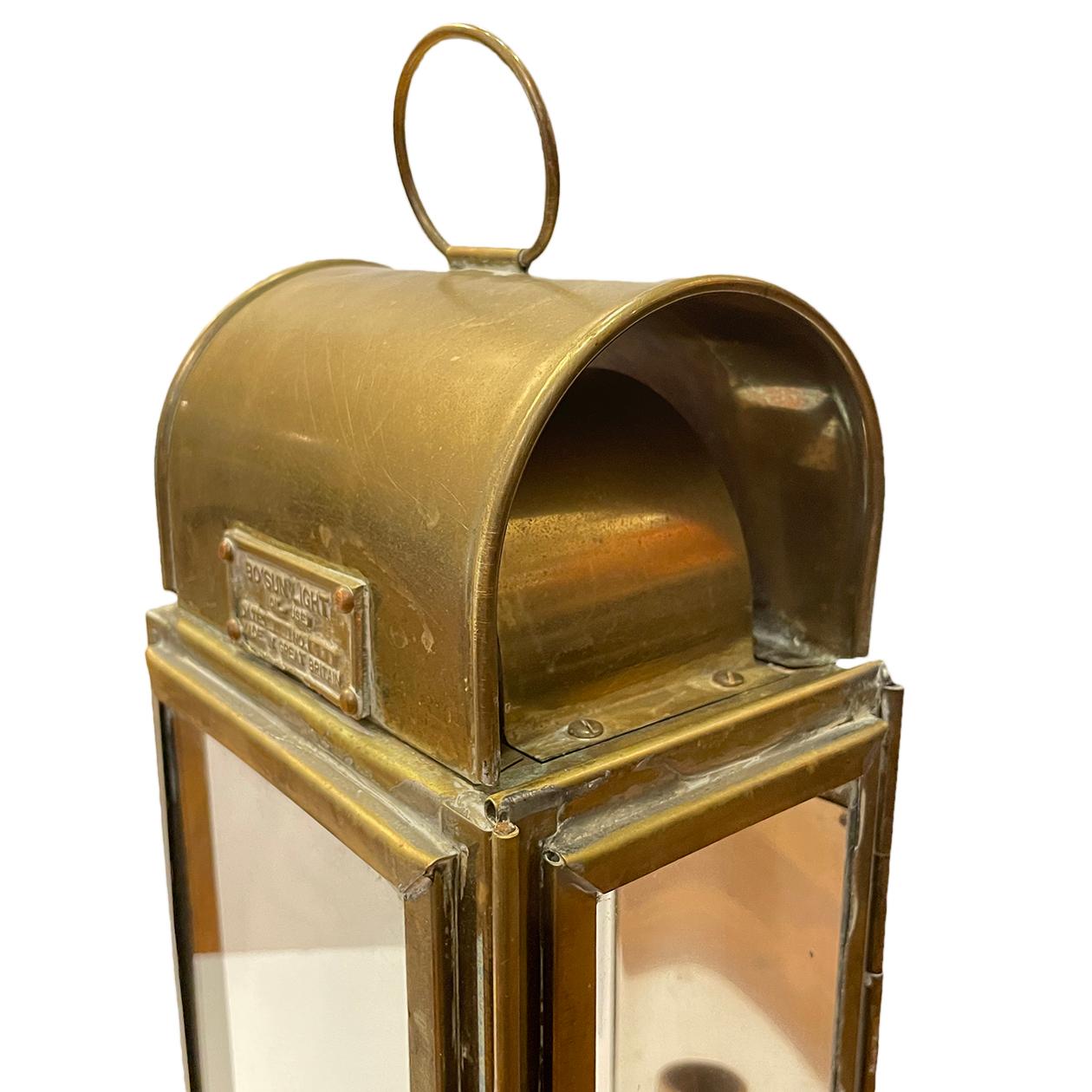 Pair of Antique English Brass Lantern Sconces 2