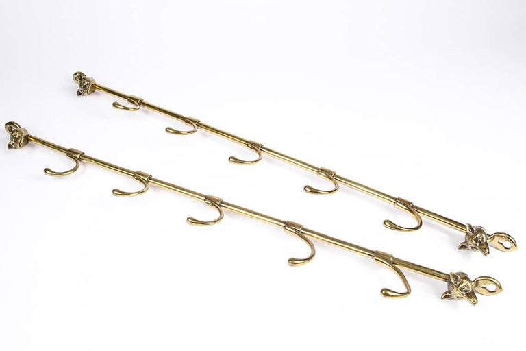 Pair of Antique English Brass Riding Crop Holders For Sale at 1stDibs