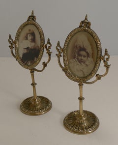 Pair of Antique English Brass Swing Photograph Frames, circa 1880