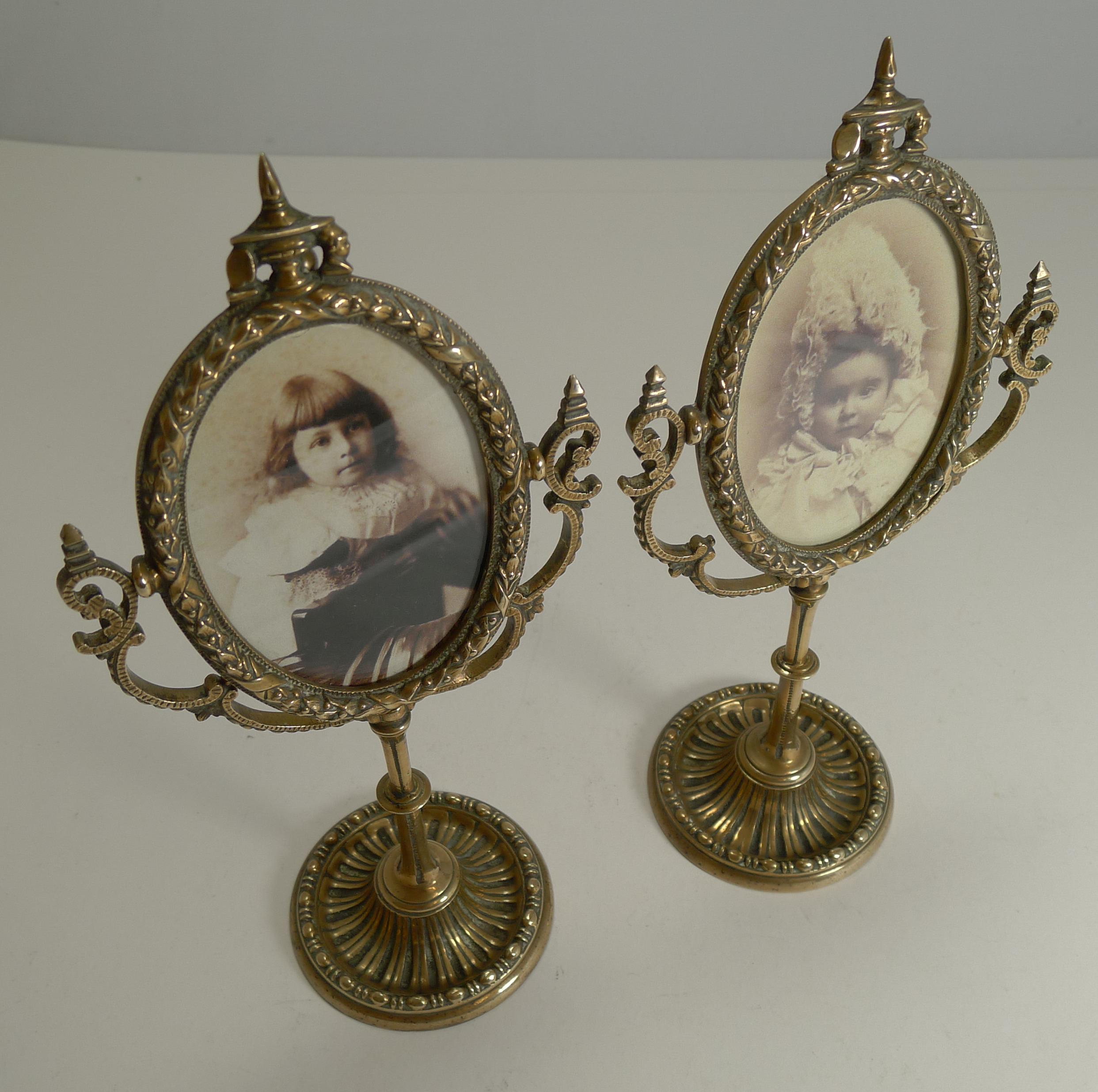 Pair of Antique English Brass Swing Photograph Frames, circa 1880 3